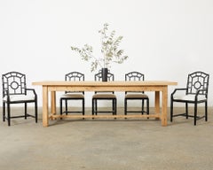 Country French Farmhouse Bleached Oak Trestle Dining Table