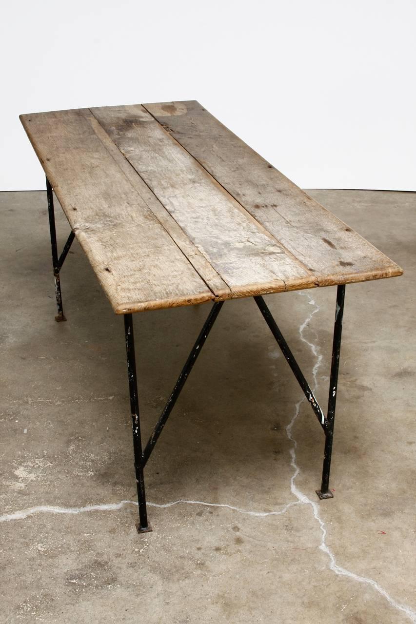 Country French Farmhouse Dining Table with Metal Base 2