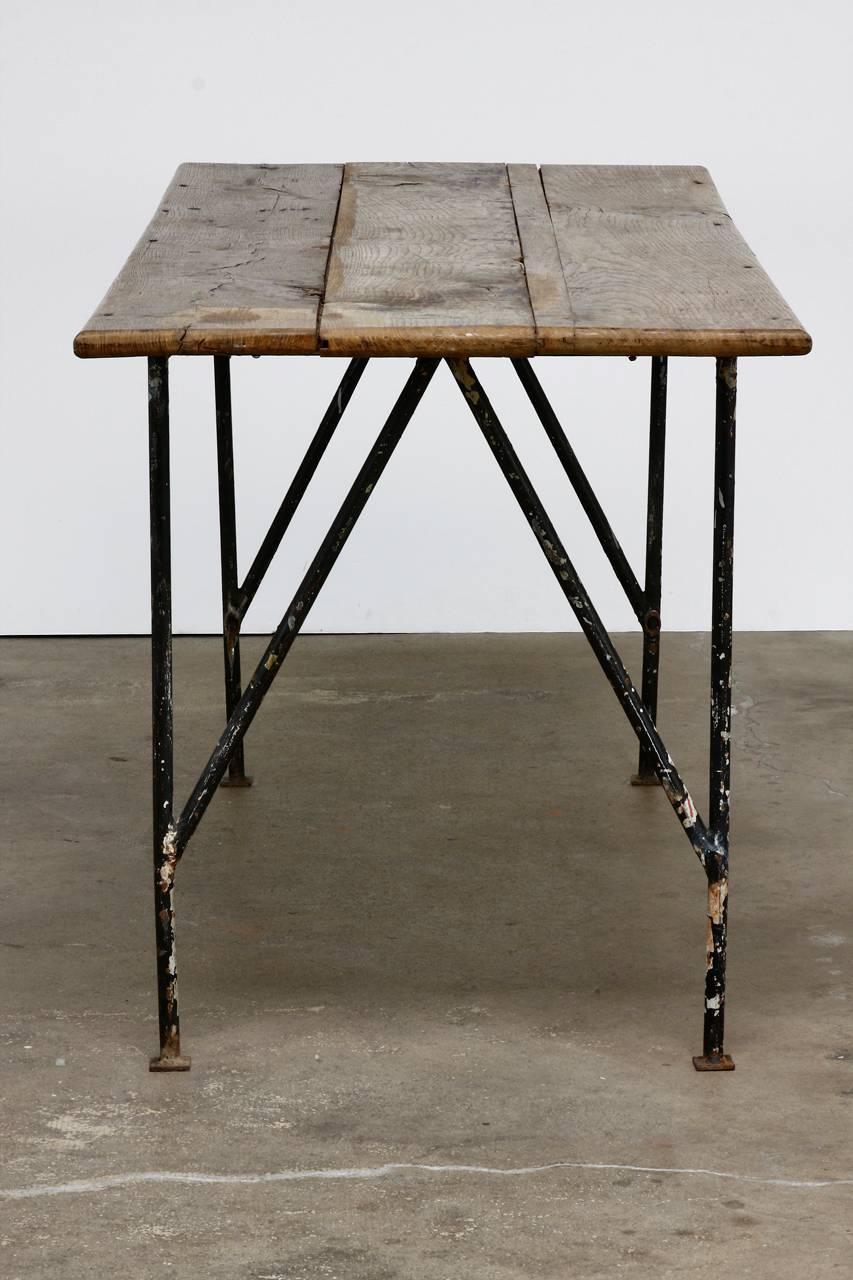 farmhouse table with metal base