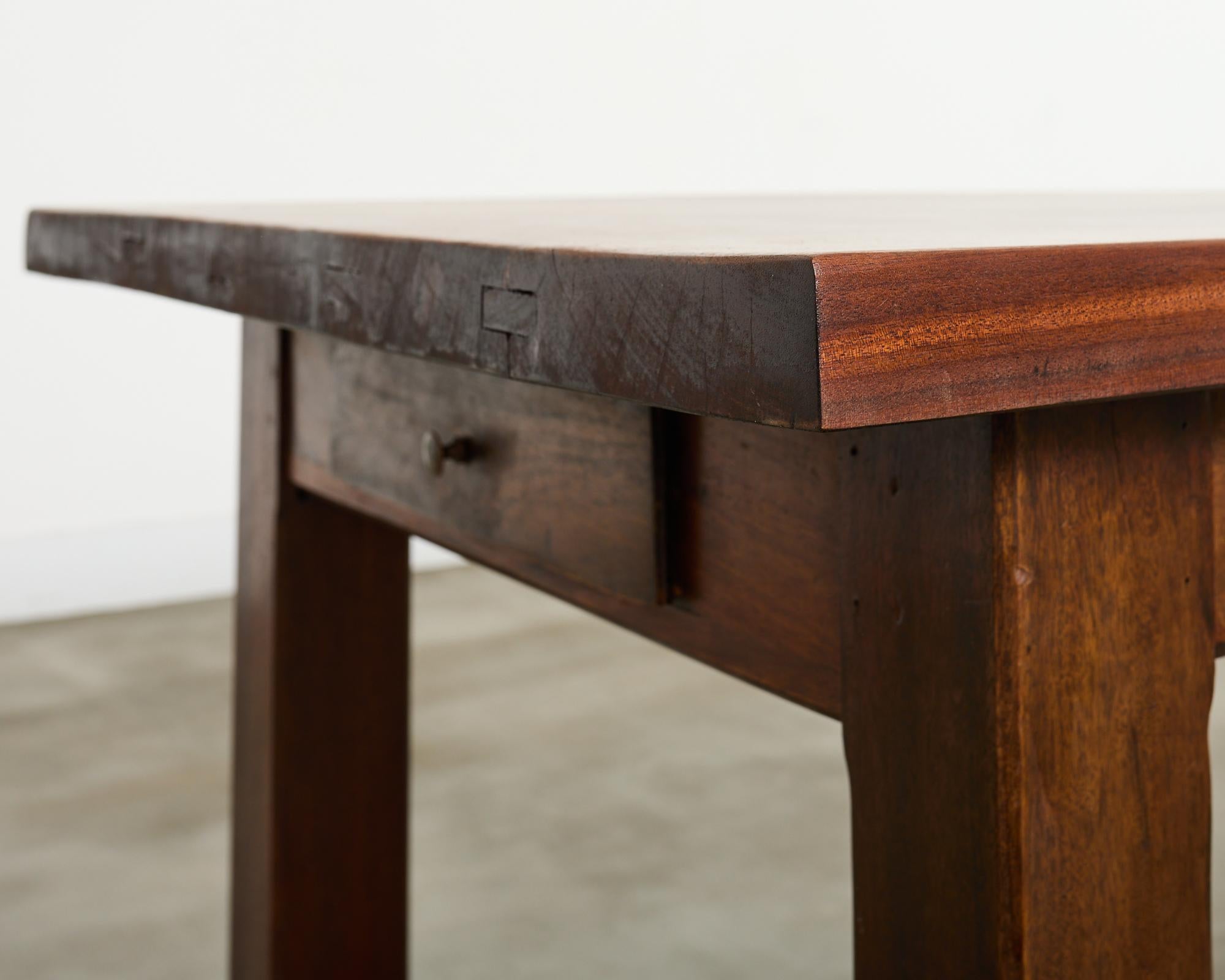 Country French Farmhouse Mahogany Trestle Dining Table For Sale 7