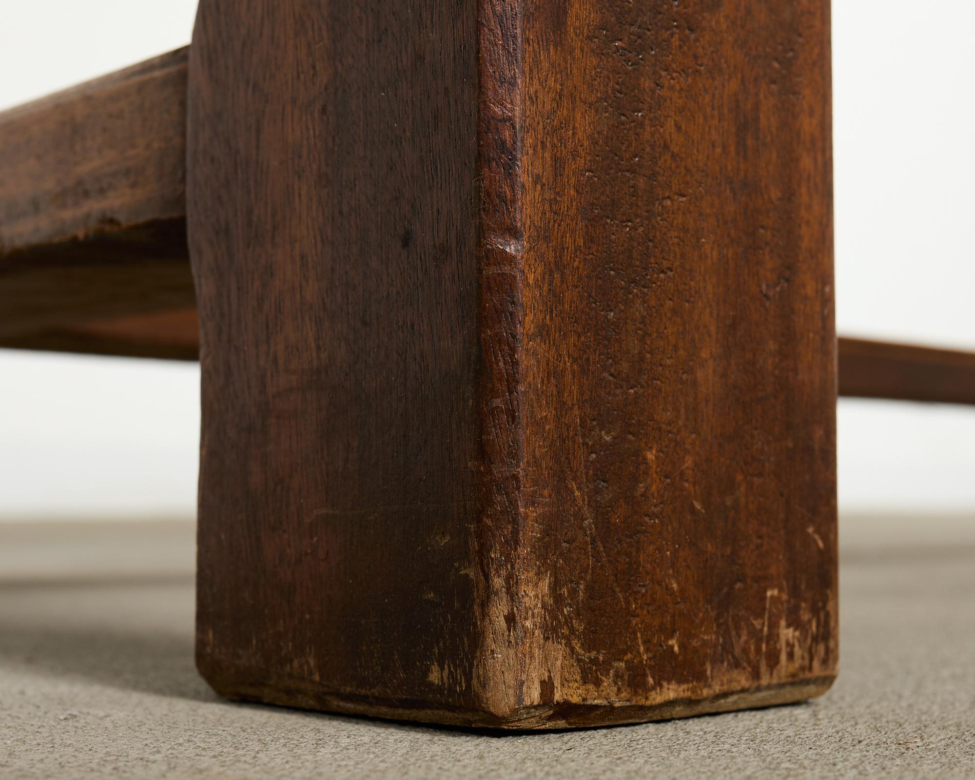 Country French Farmhouse Mahogany Trestle Dining Table For Sale 8