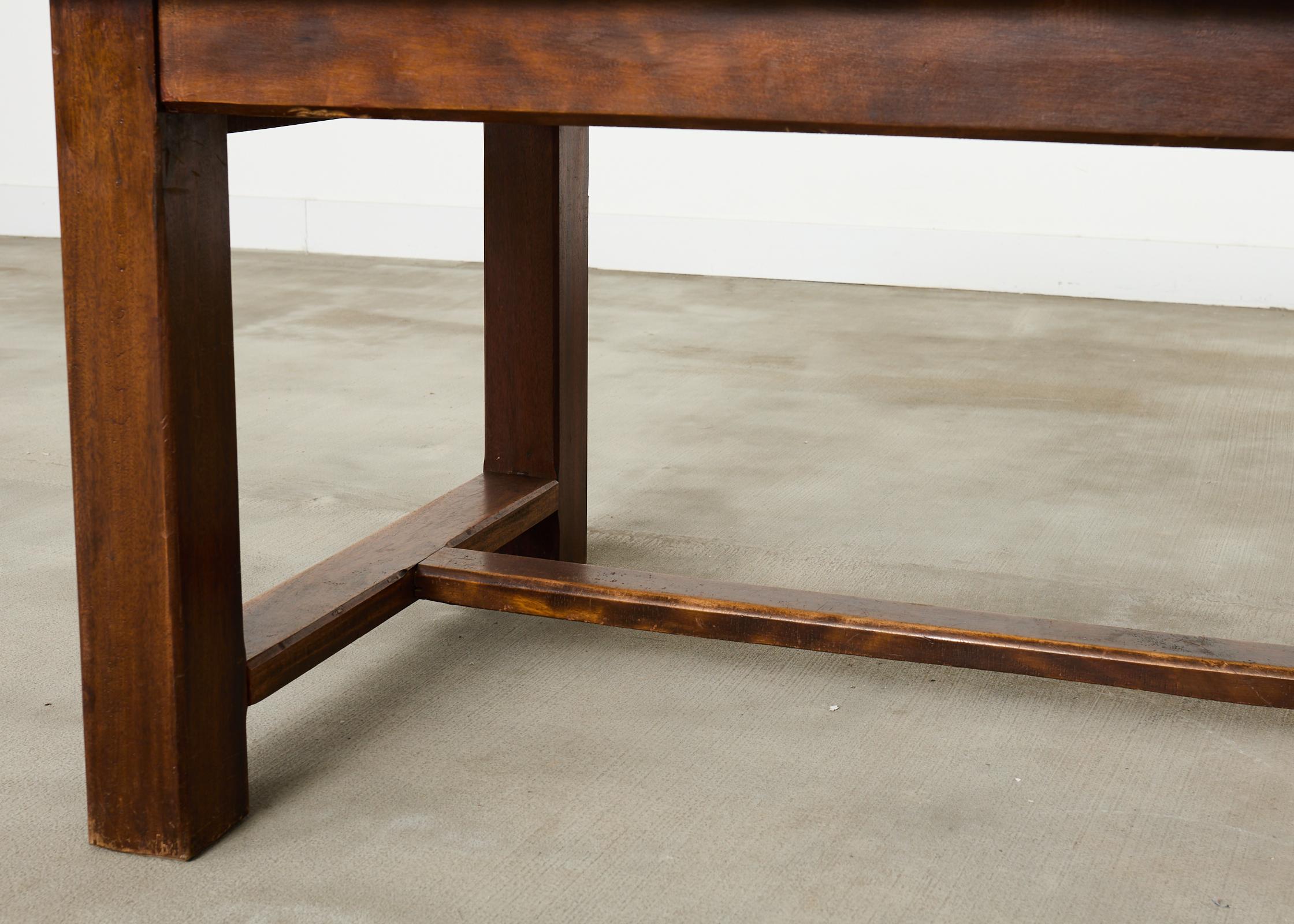 Country French Farmhouse Mahogany Trestle Dining Table For Sale 9