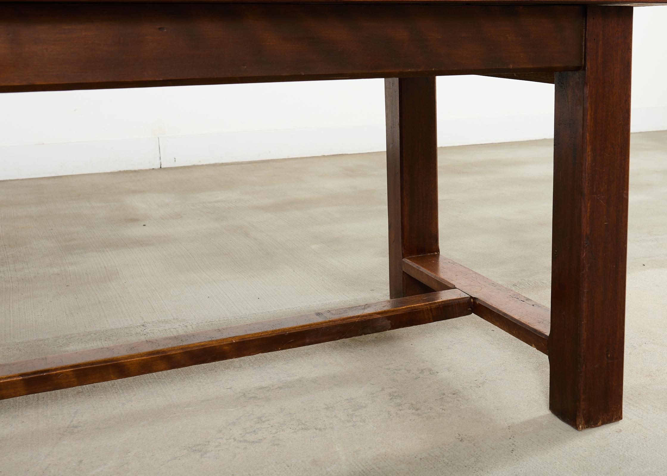 Country French Farmhouse Mahogany Trestle Dining Table For Sale 10