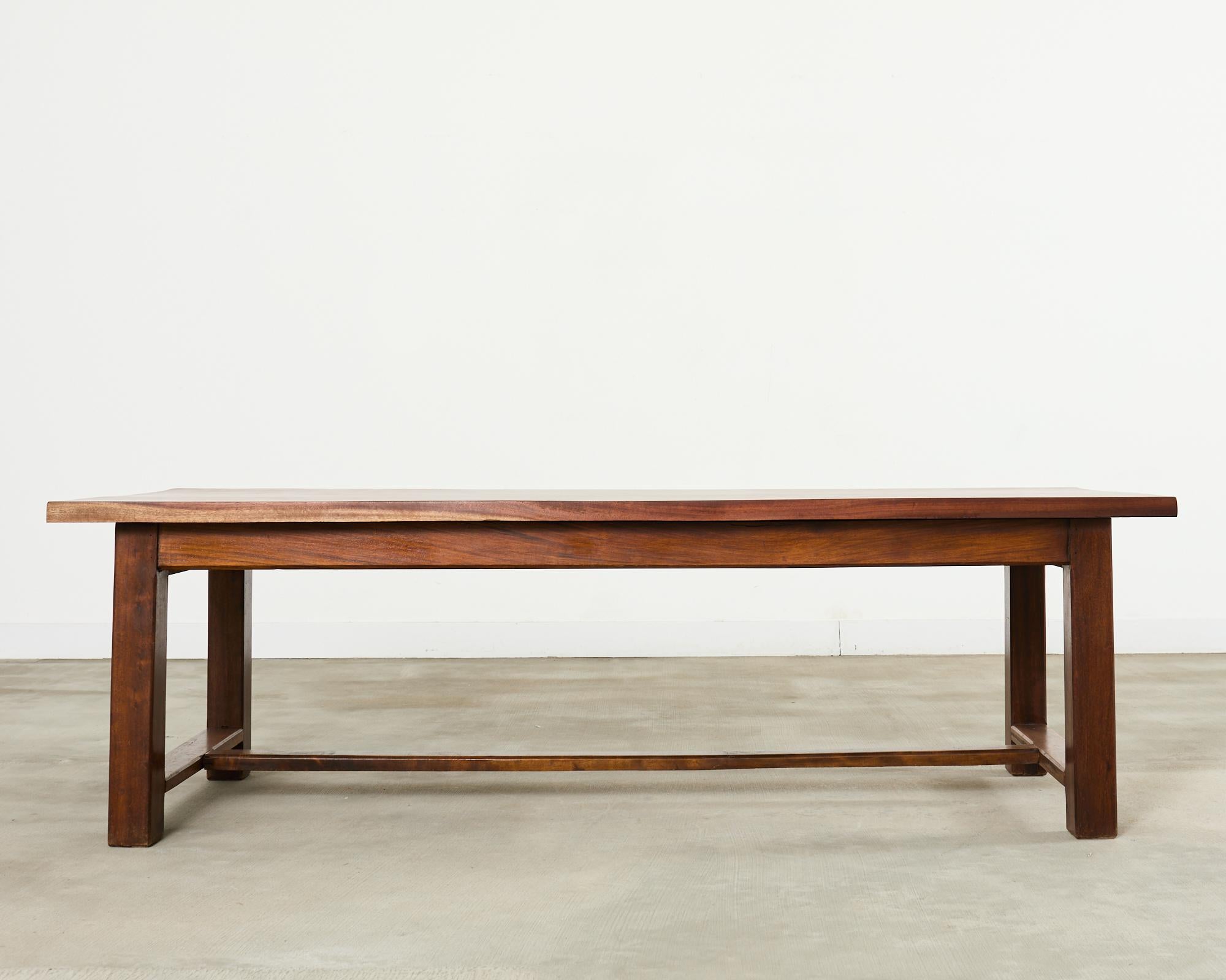 Country French Farmhouse Mahogany Trestle Dining Table For Sale 15