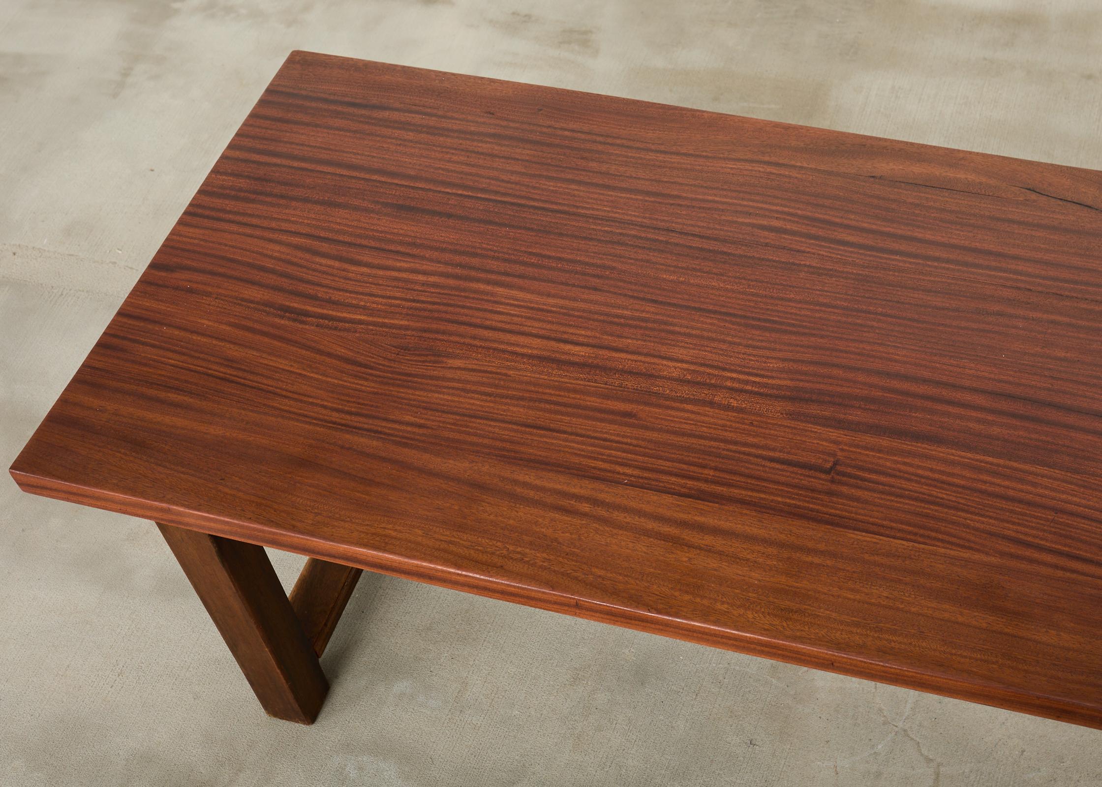 Country French Farmhouse Mahogany Trestle Dining Table For Sale 1