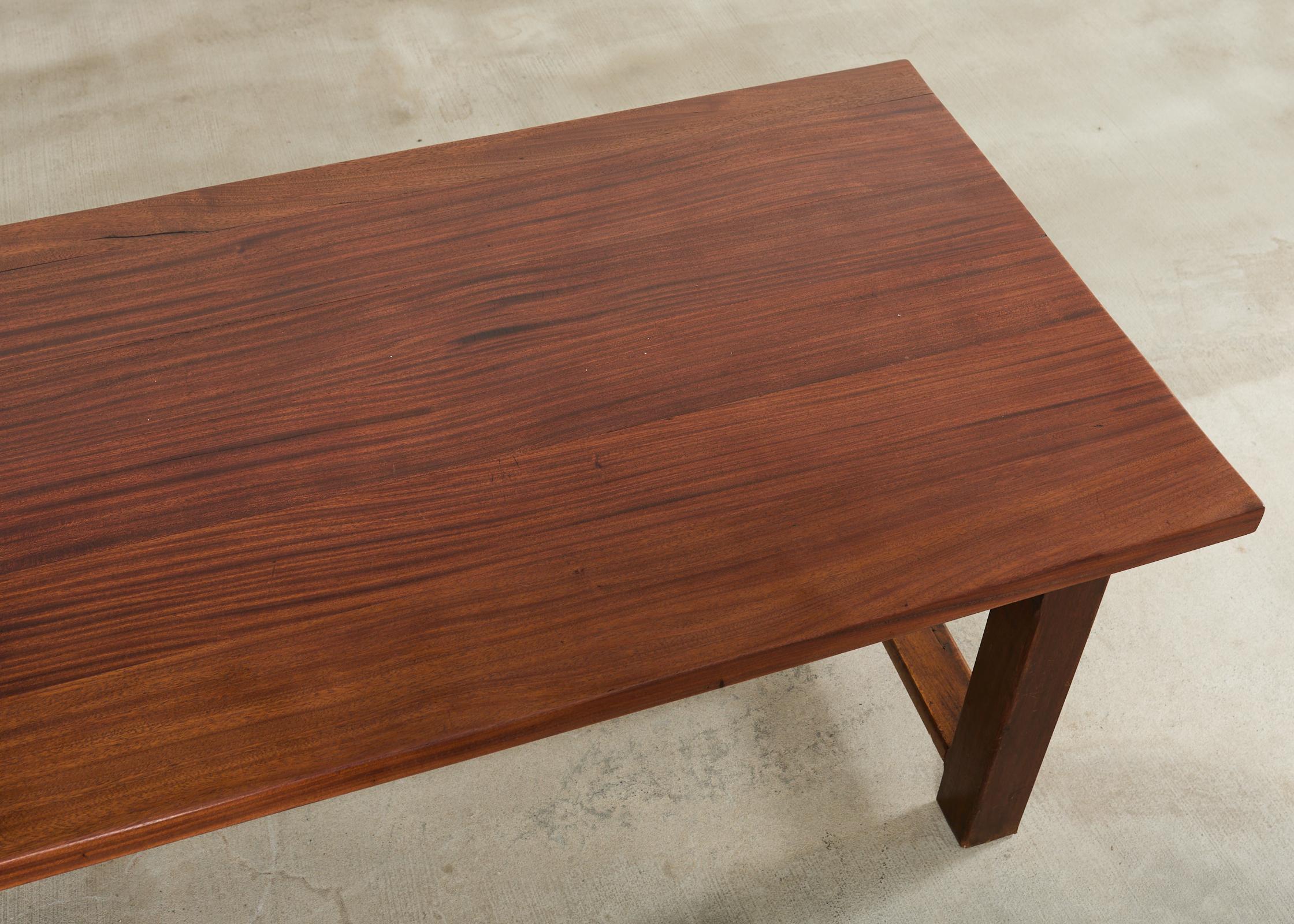 Country French Farmhouse Mahogany Trestle Dining Table For Sale 2