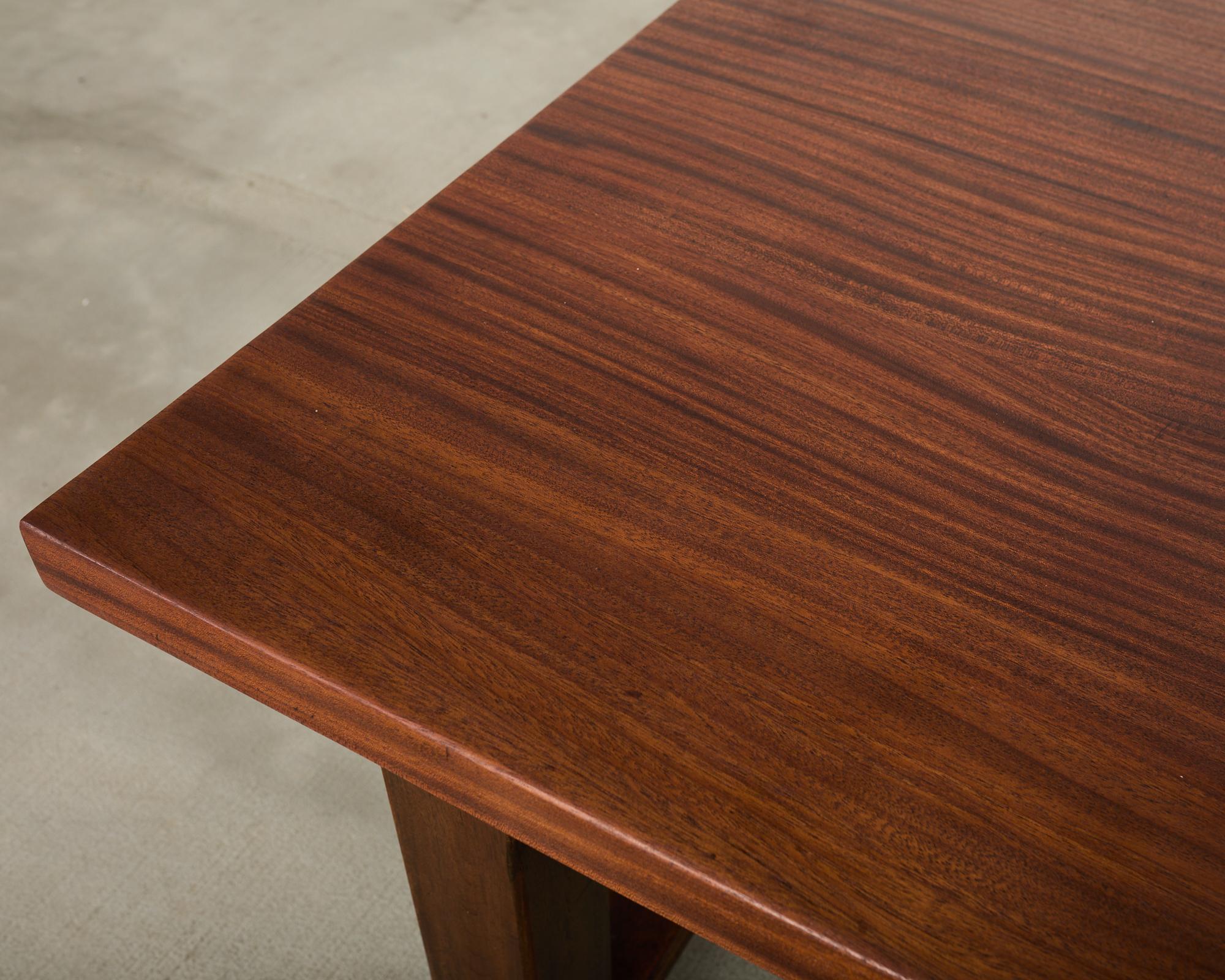 Country French Farmhouse Mahogany Trestle Dining Table For Sale 4