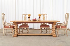 Country French Farmhouse Oak Barley Twist Dining Table
