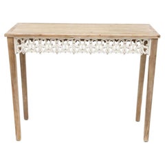 Country French Fleur De Lis Hand Carved Hall Table, Fir Wood