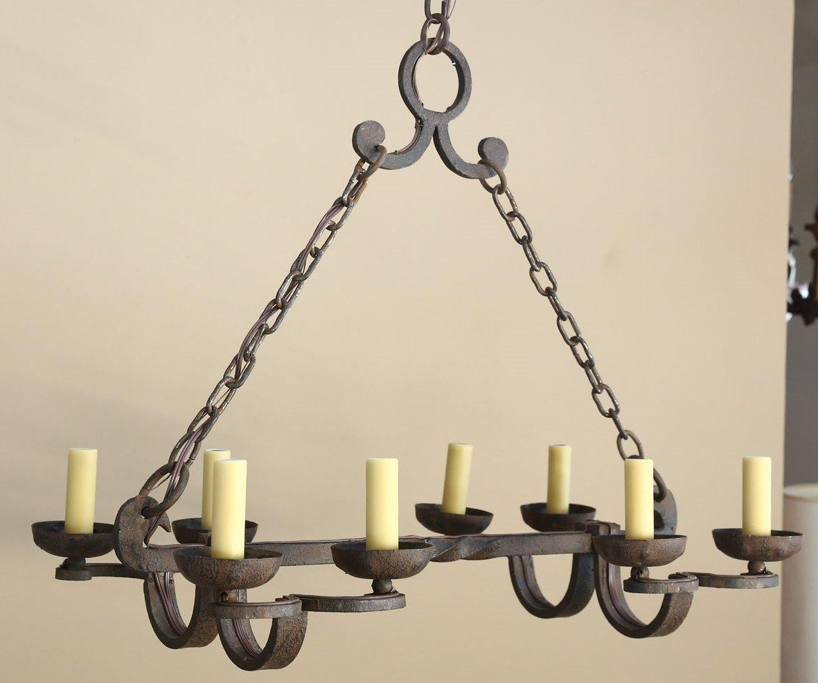 Country French Forged Iron Rustic “Island” Chandelier with 8-Light 2