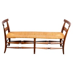 Country French Fruitwood Rush Seat Bench