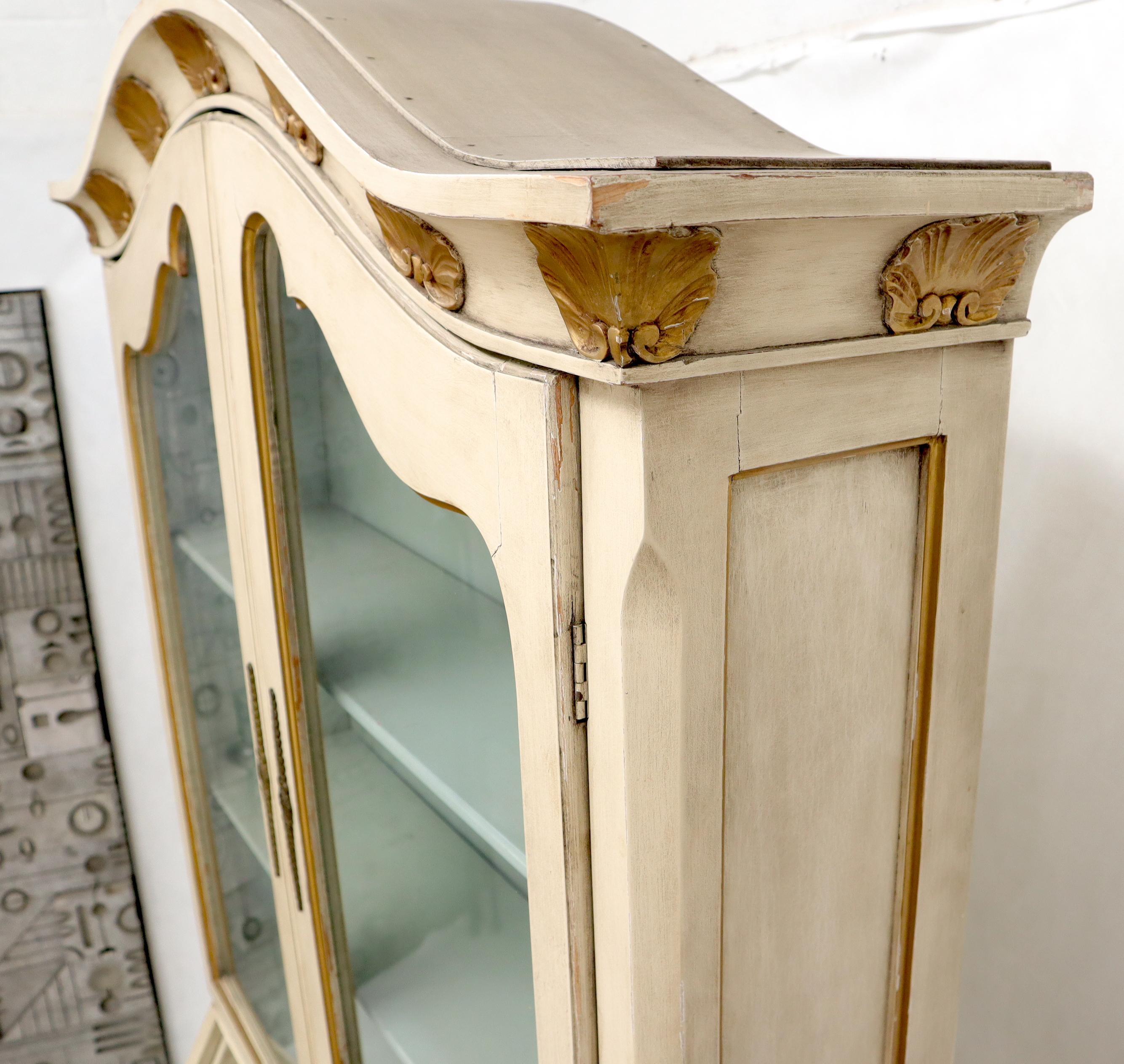 20th Century Country French Gold Decorated Scollop Carving Drop Front Secretary Desk Bookcase