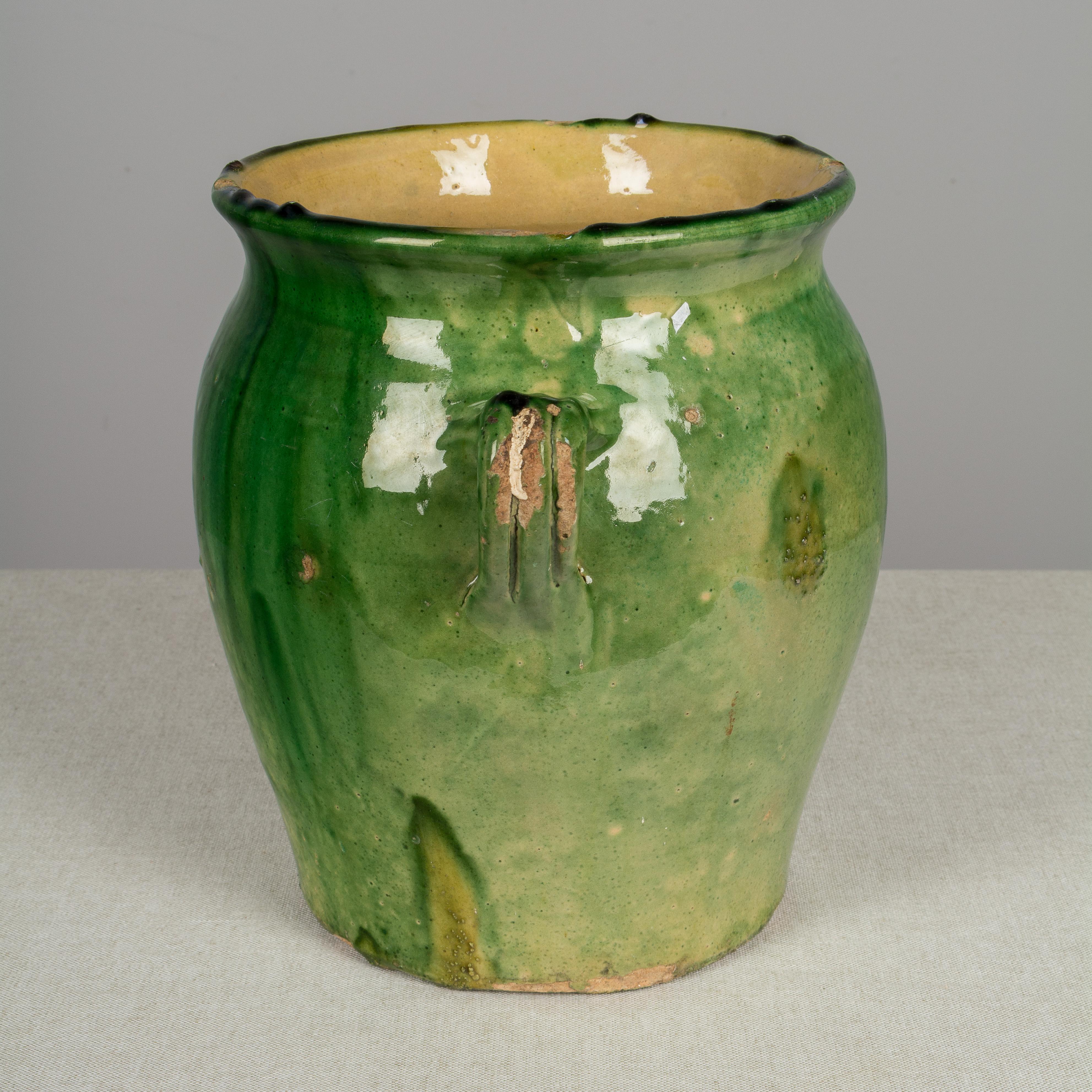 Country French Green Glazed Terracotta Pot 1