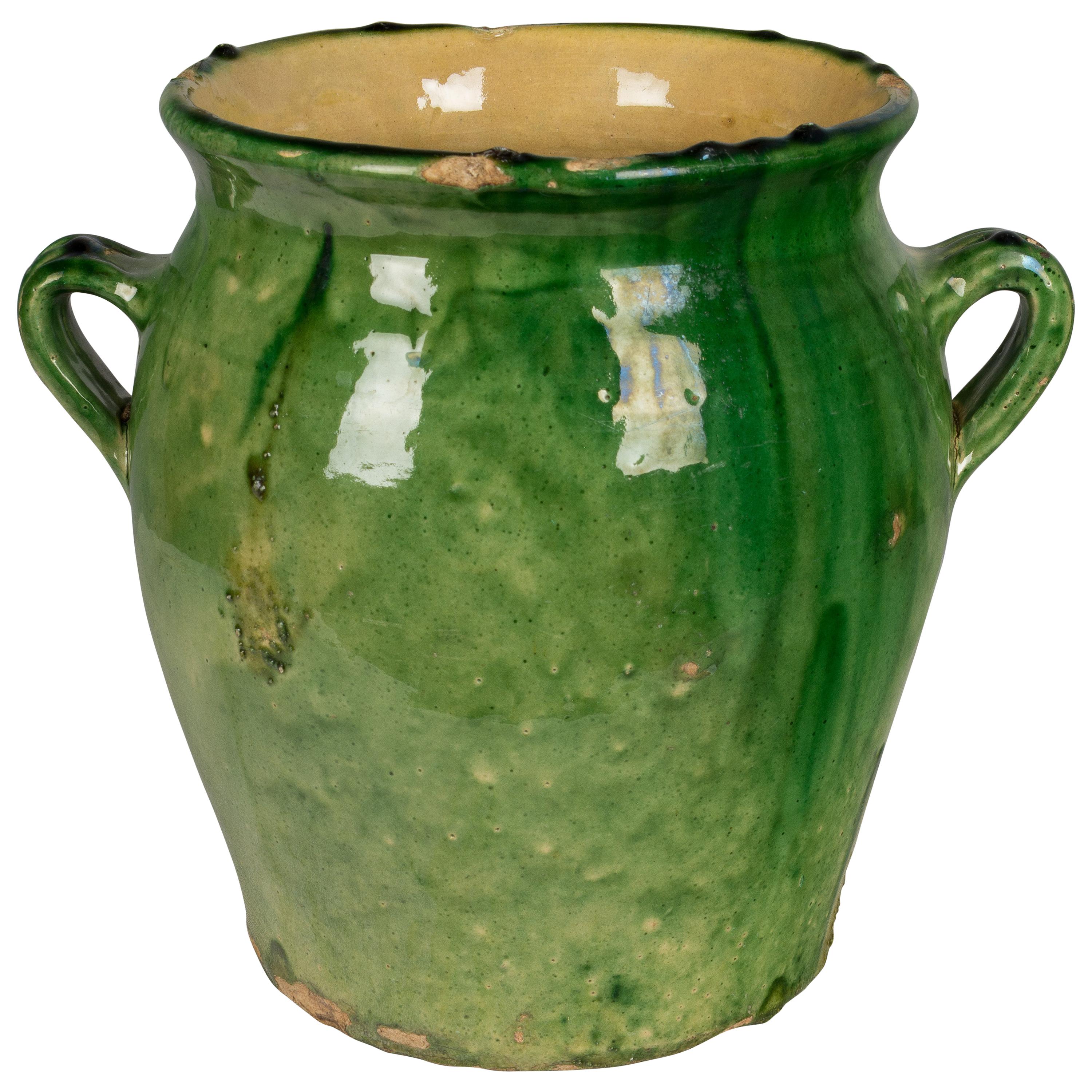 Country French Green Glazed Terracotta Pot