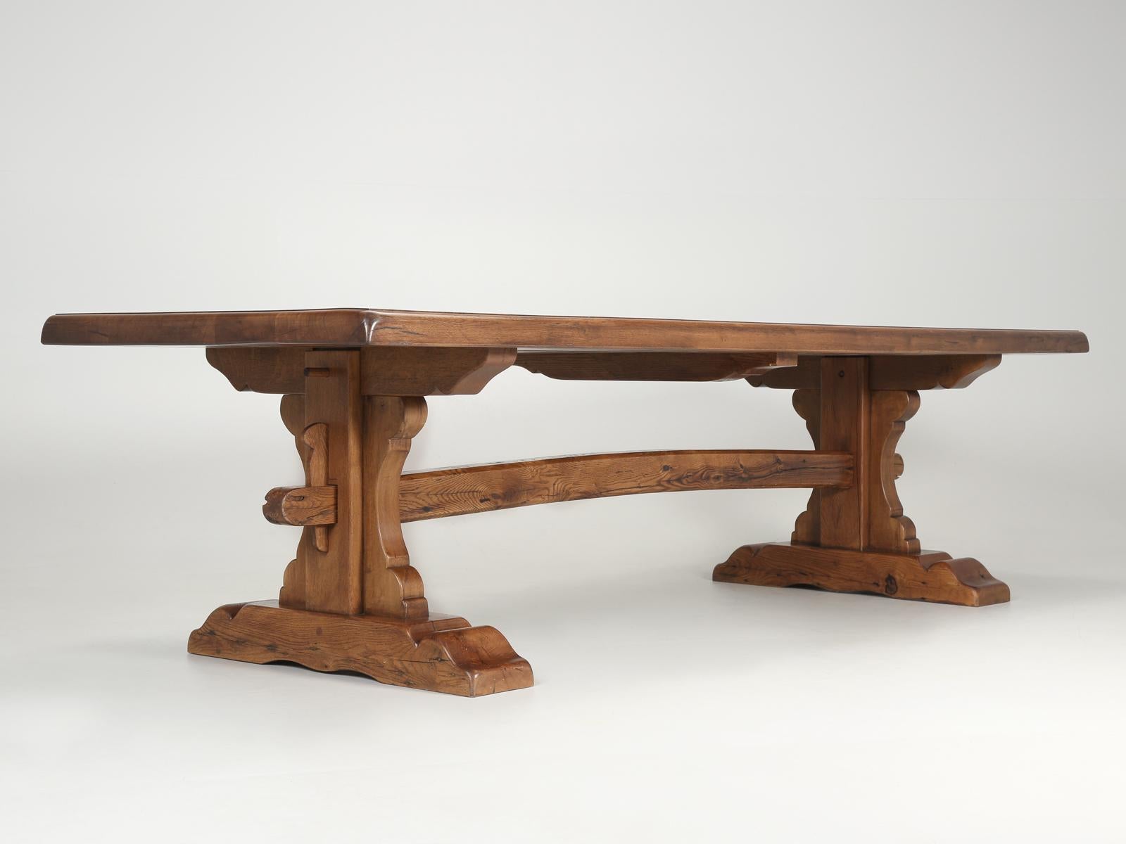 Country French Farmhouse Trestle Dining Table Reclaimed Oak Available Any Size For Sale 9