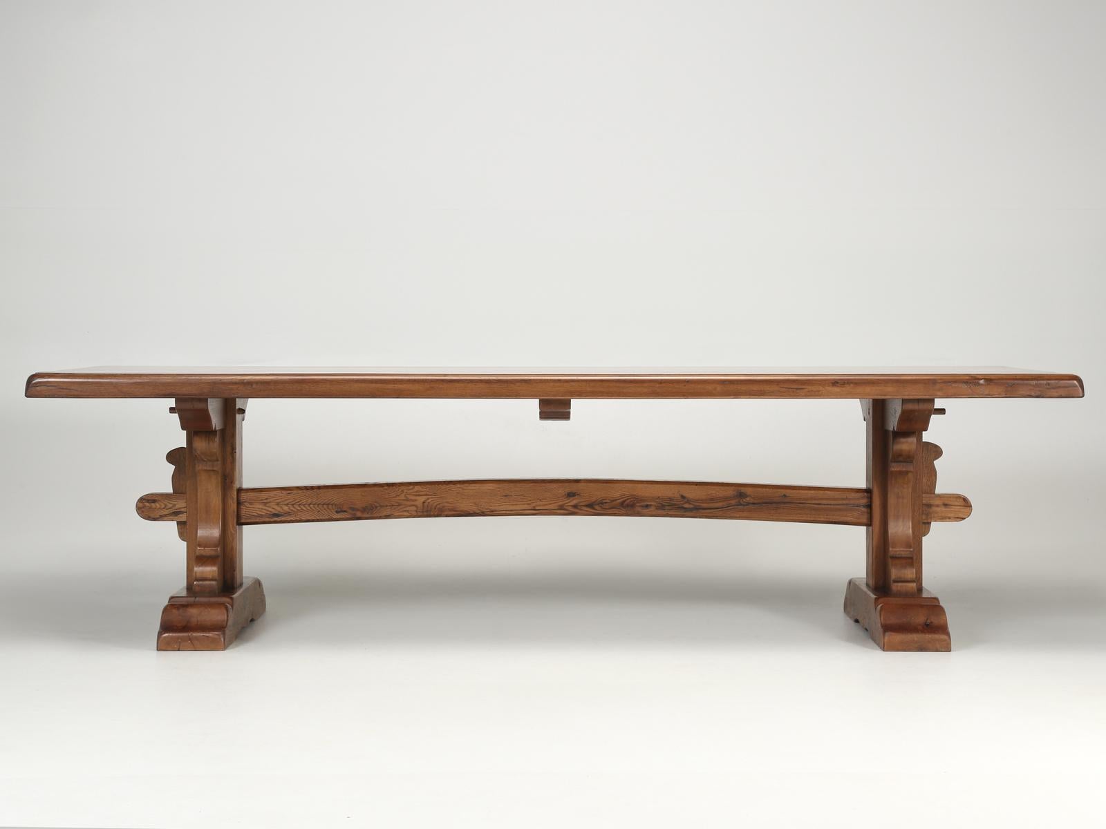 Country French Farmhouse Trestle Dining Table Reclaimed Oak Available Any Size For Sale 1