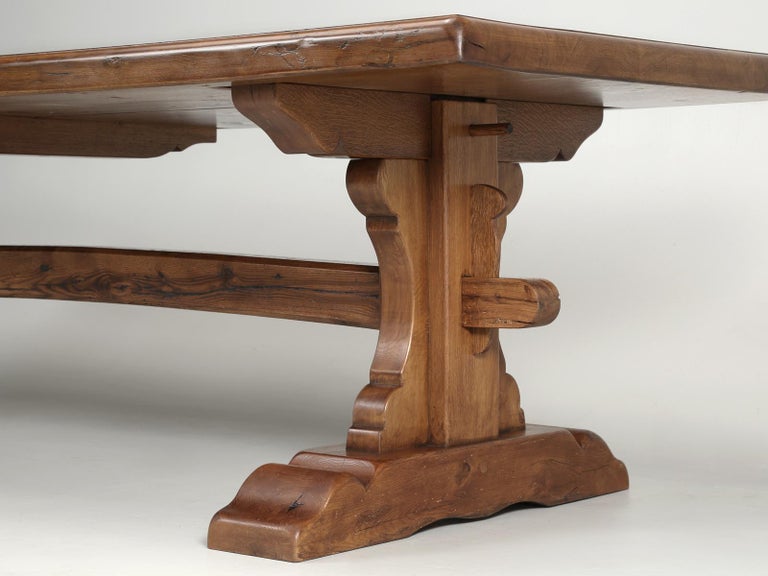 Country French Inspired Oak Trestle Dining Table in Reclaimed Rift-Cut White Oak For Sale 3