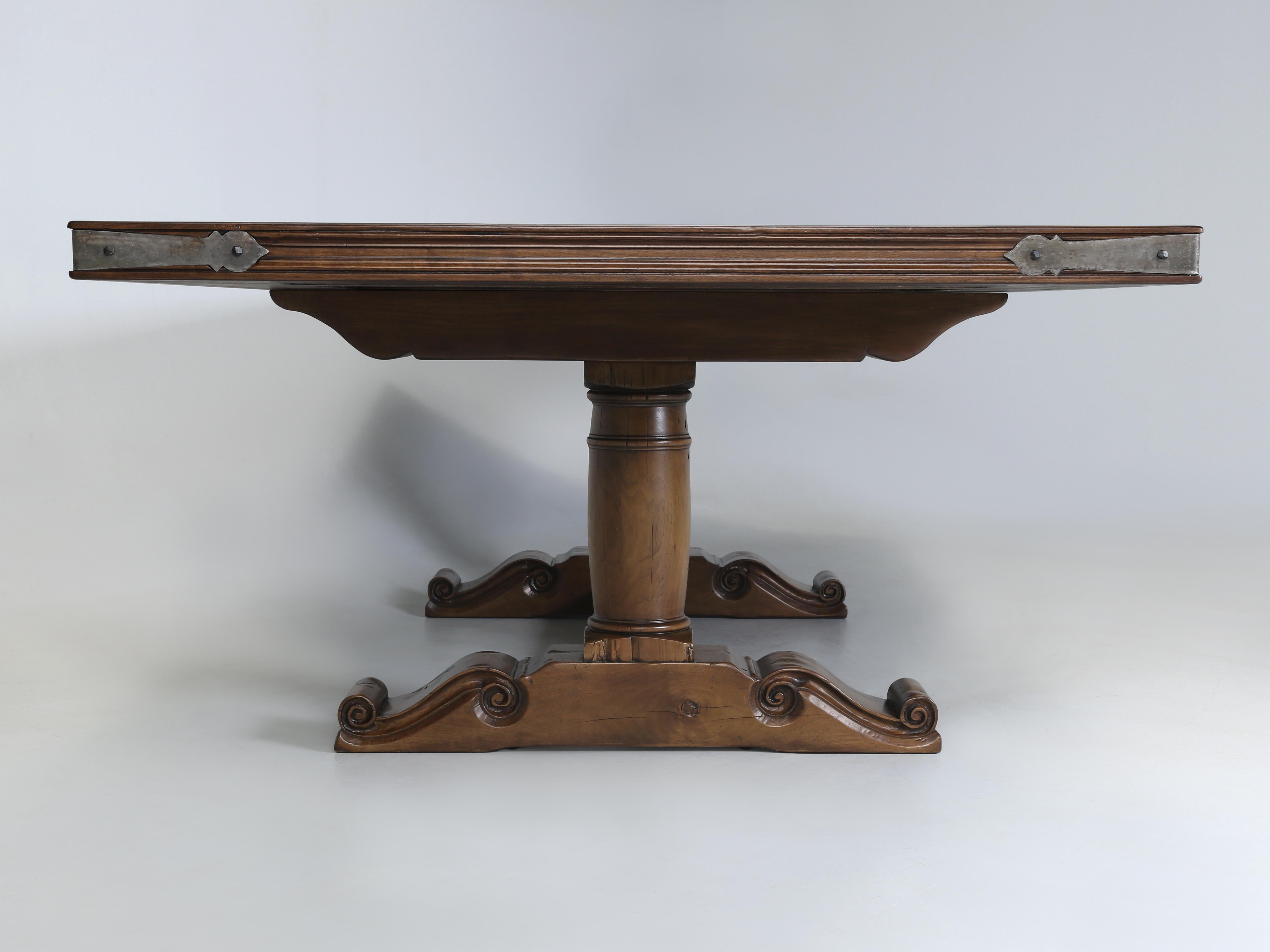 Country French Inspired Walnut Dining Table by Old Plank Hand-Made to Order For Sale 4