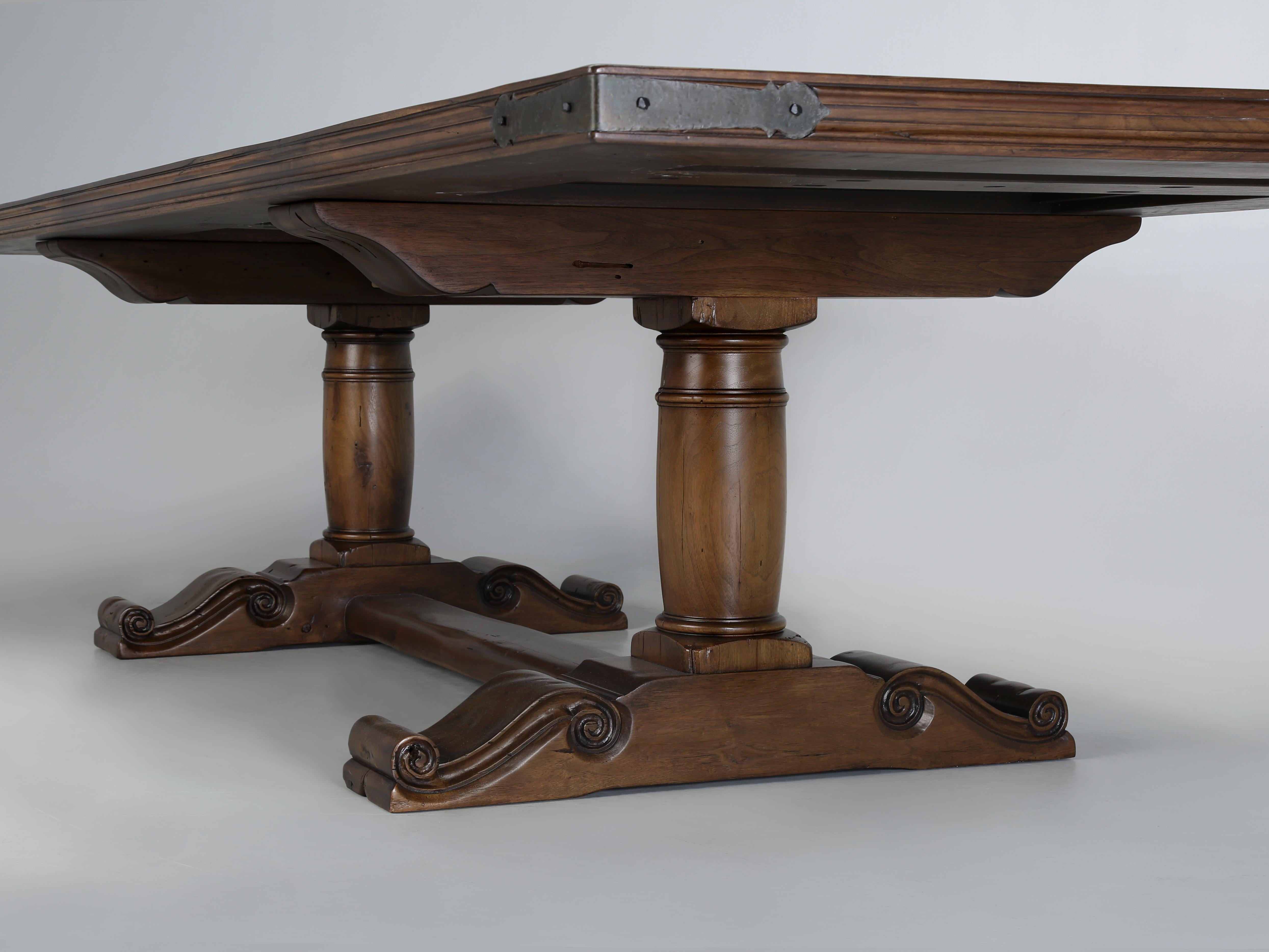 Country French Inspired Walnut Dining Table by Old Plank Hand-Made to Order For Sale 2