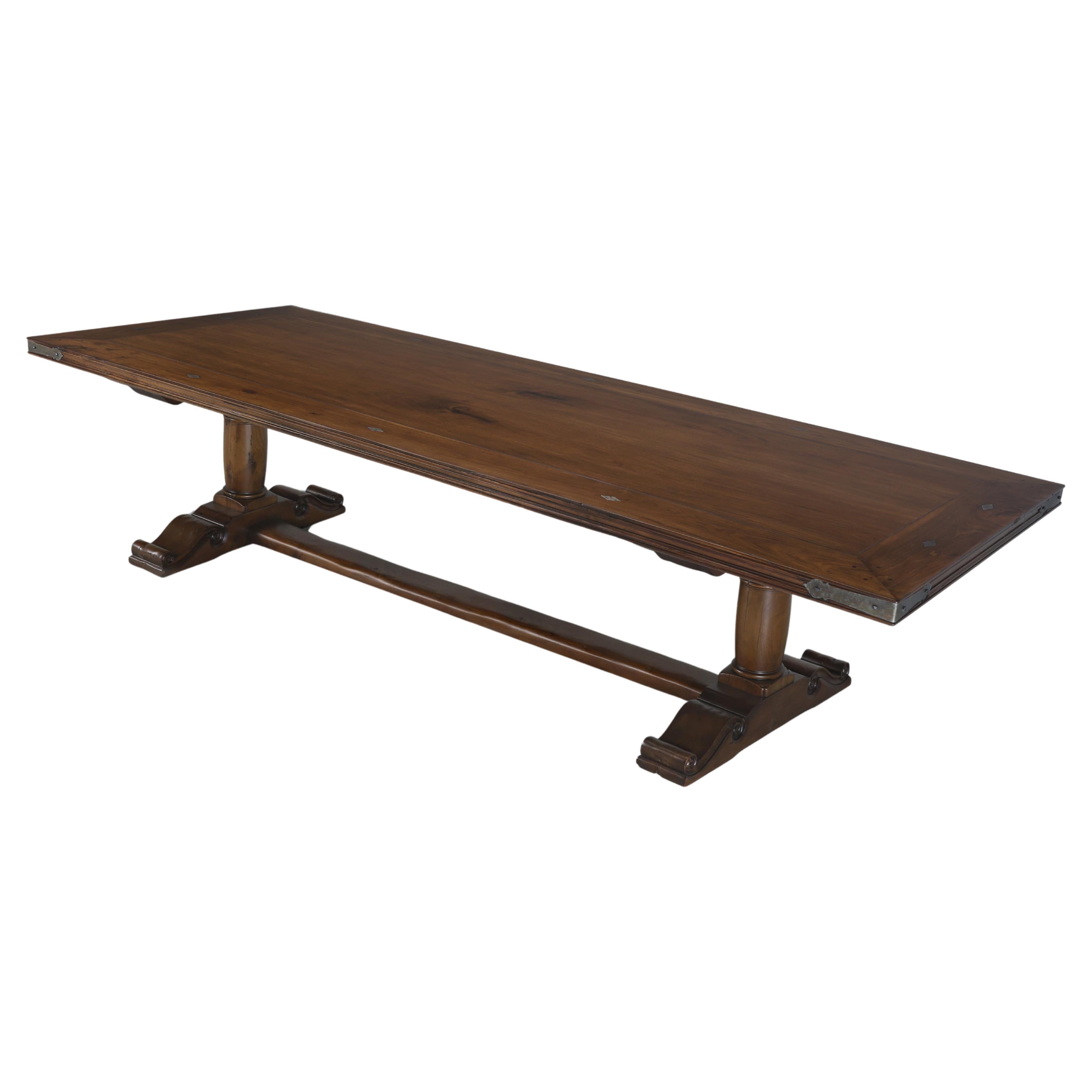Country French Inspired Walnut Dining Table by Old Plank Hand-Made to Order For Sale