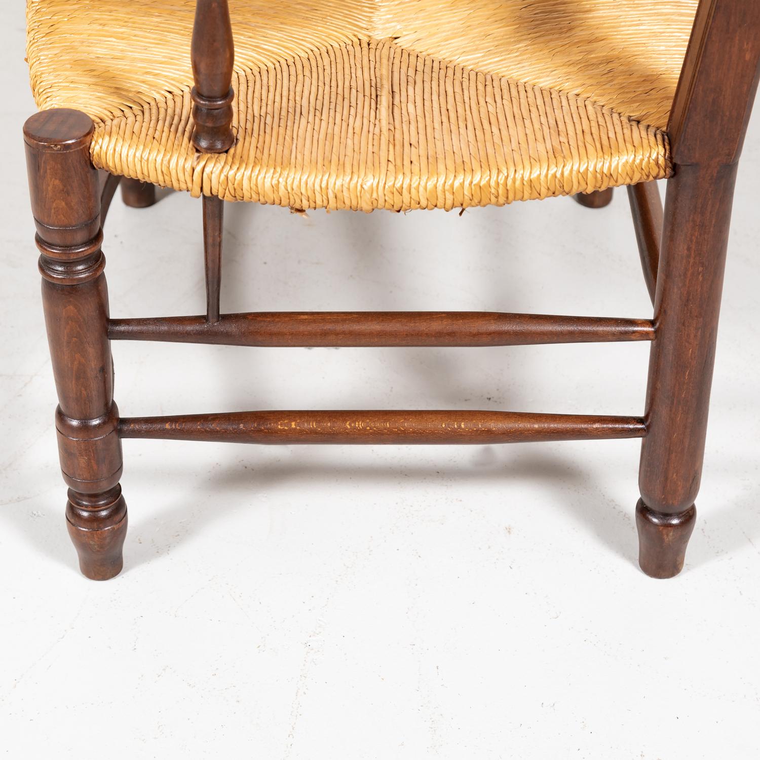 Country French Ladder-Back Walnut Settee or Radassier with Rush Seat 10