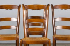Country French Louis Philippe Style Maple Dining Chairs W/ Rush Seats - Set of 8