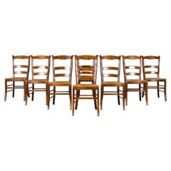 Country French Louis Philippe Style Maple Dining Chairs W/ Rush Seats - Set of 8