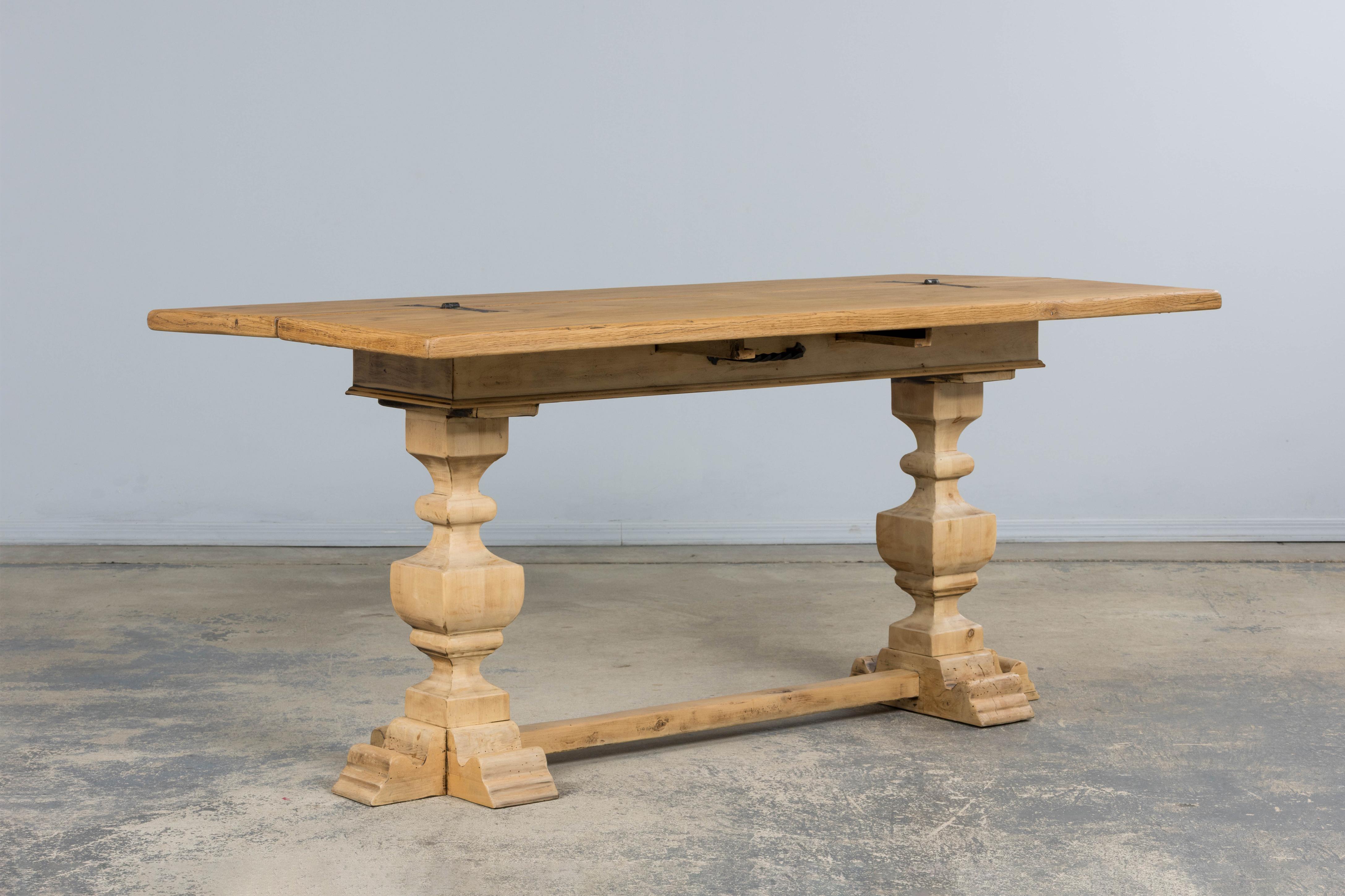 Country French Louis XIII Style Bleached Mixed Wood Folding Table For Sale 13