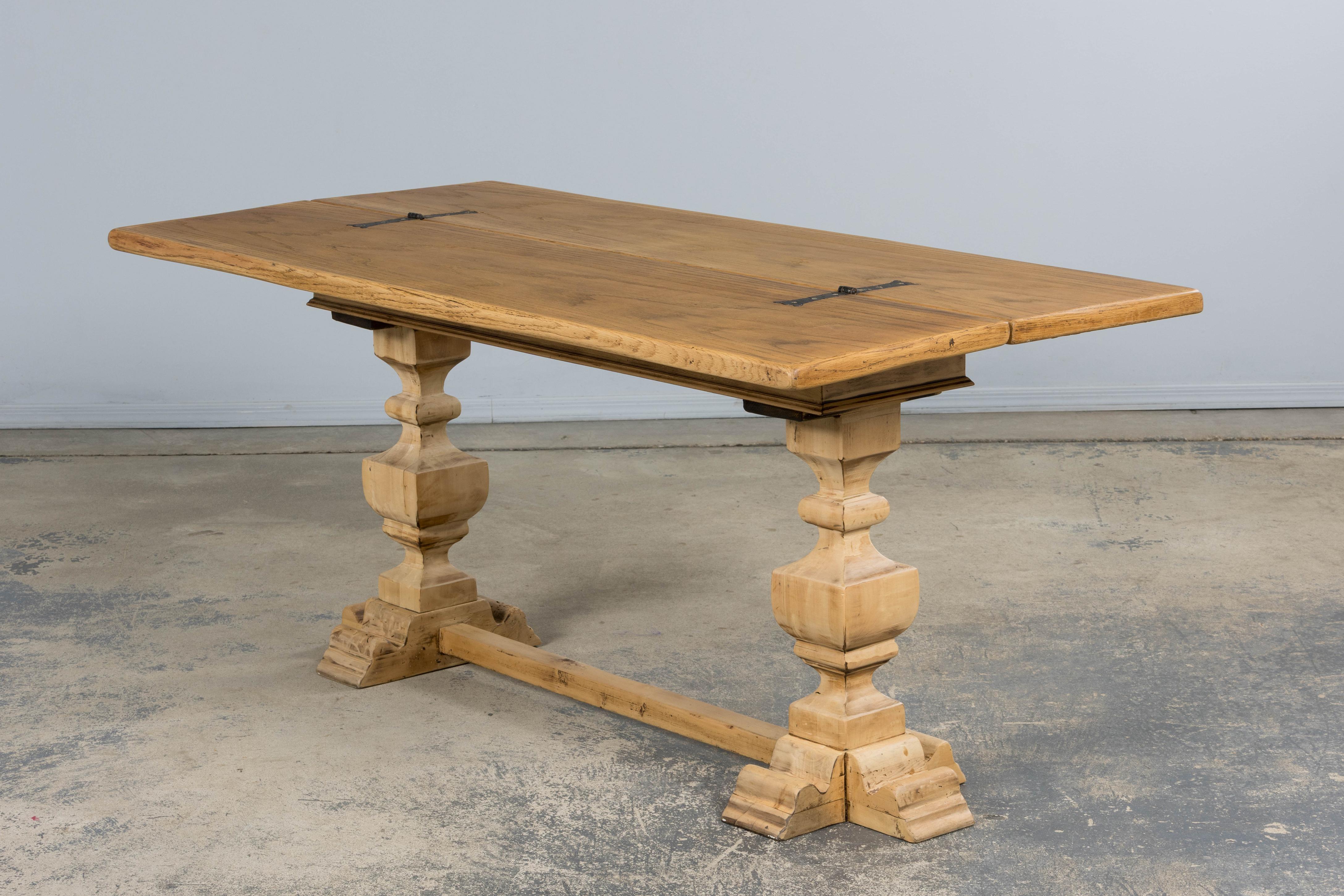 Country French Louis XIII Style Bleached Mixed Wood Folding Table In Good Condition For Sale In Astoria, NY