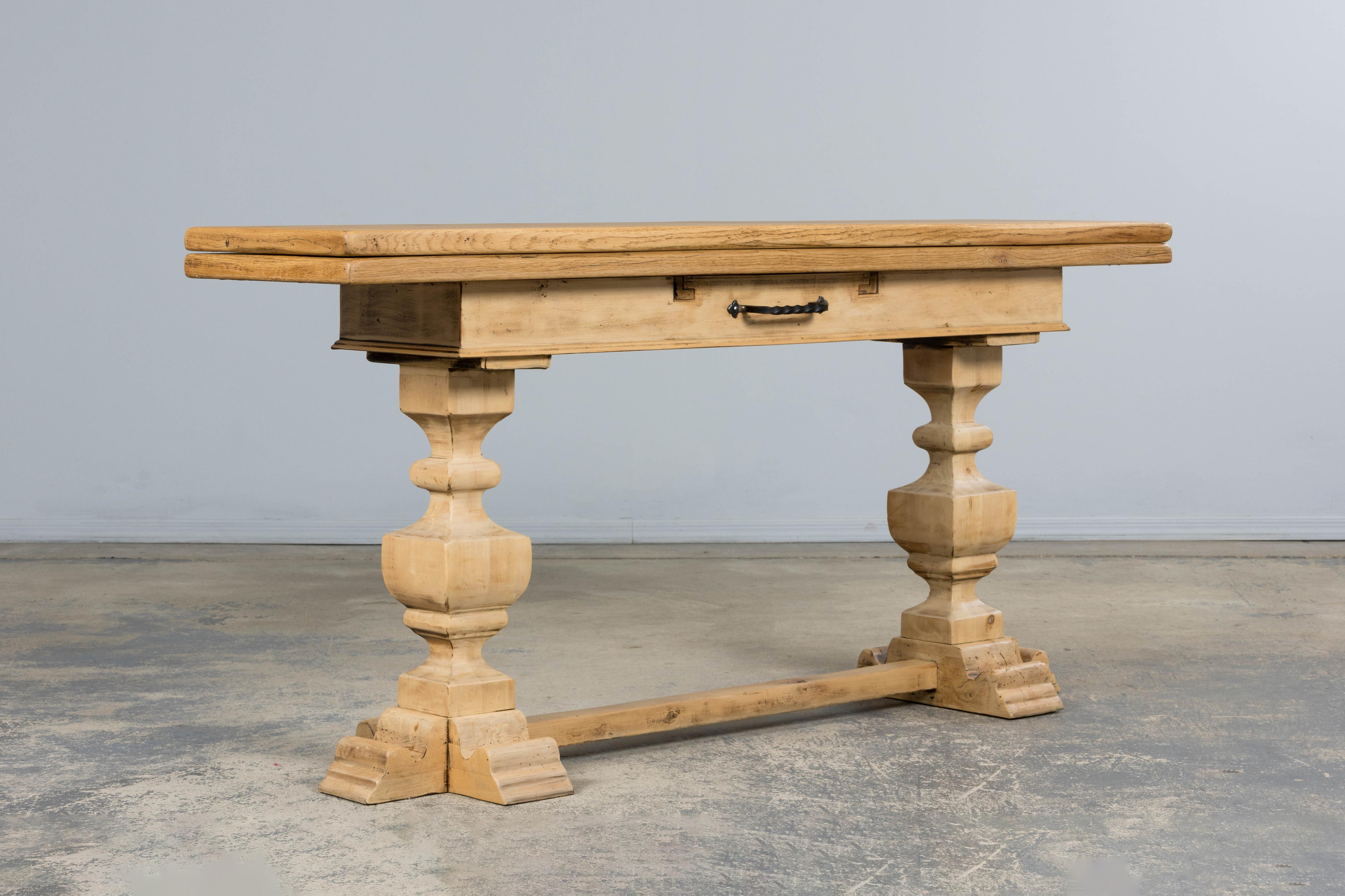 Country French Louis XIII Style Bleached Mixed Wood Folding Table For Sale 1