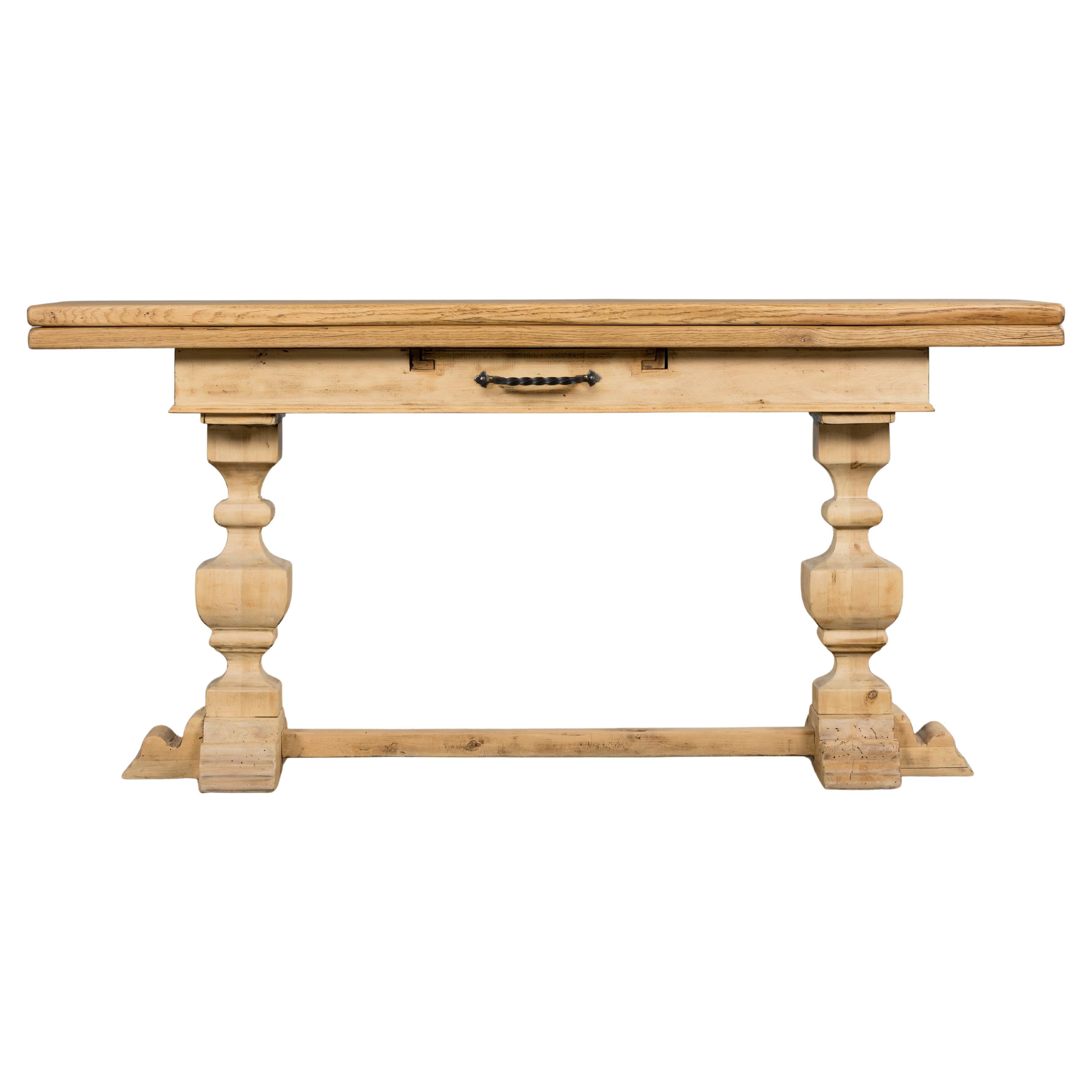 Country French Louis XIII Style Bleached Mixed Wood Folding Table For Sale