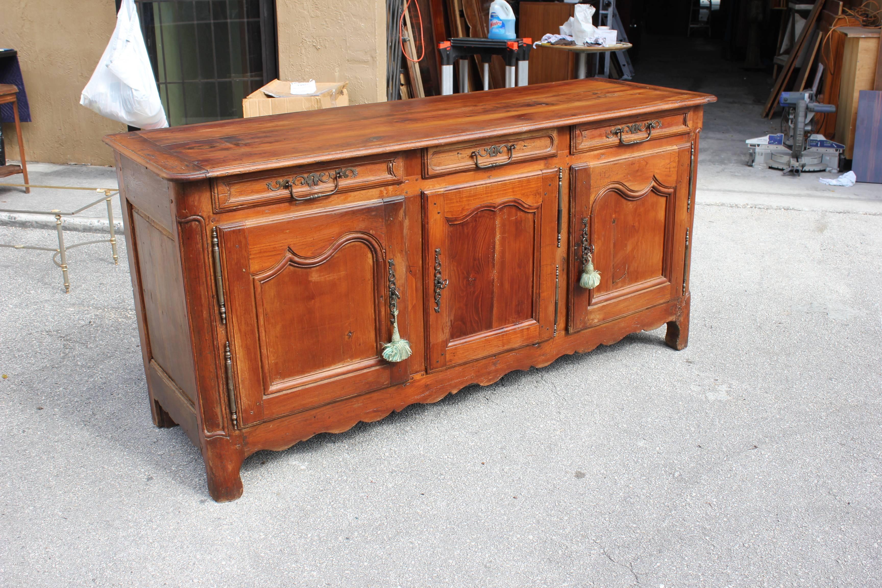 Country French Louis XV Sideboard or Buffet Solid Cherrywood 18th Century Period 3