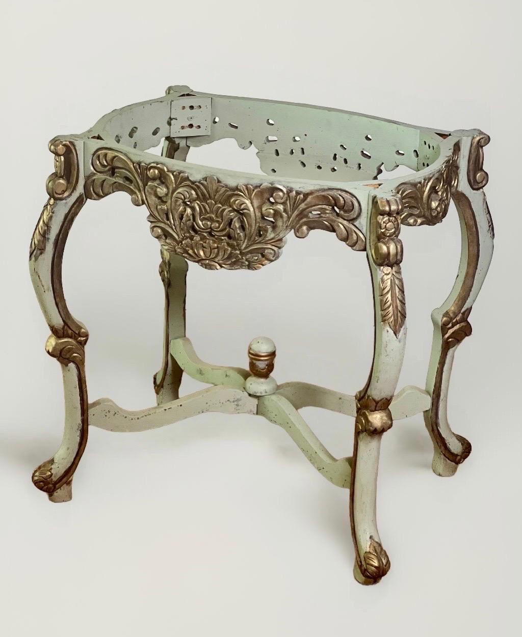 Country French Louis XV Style Carved and Painted Marble Top Center Table For Sale 10