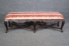 Country French Louis XV Style Upholstered Window Bench