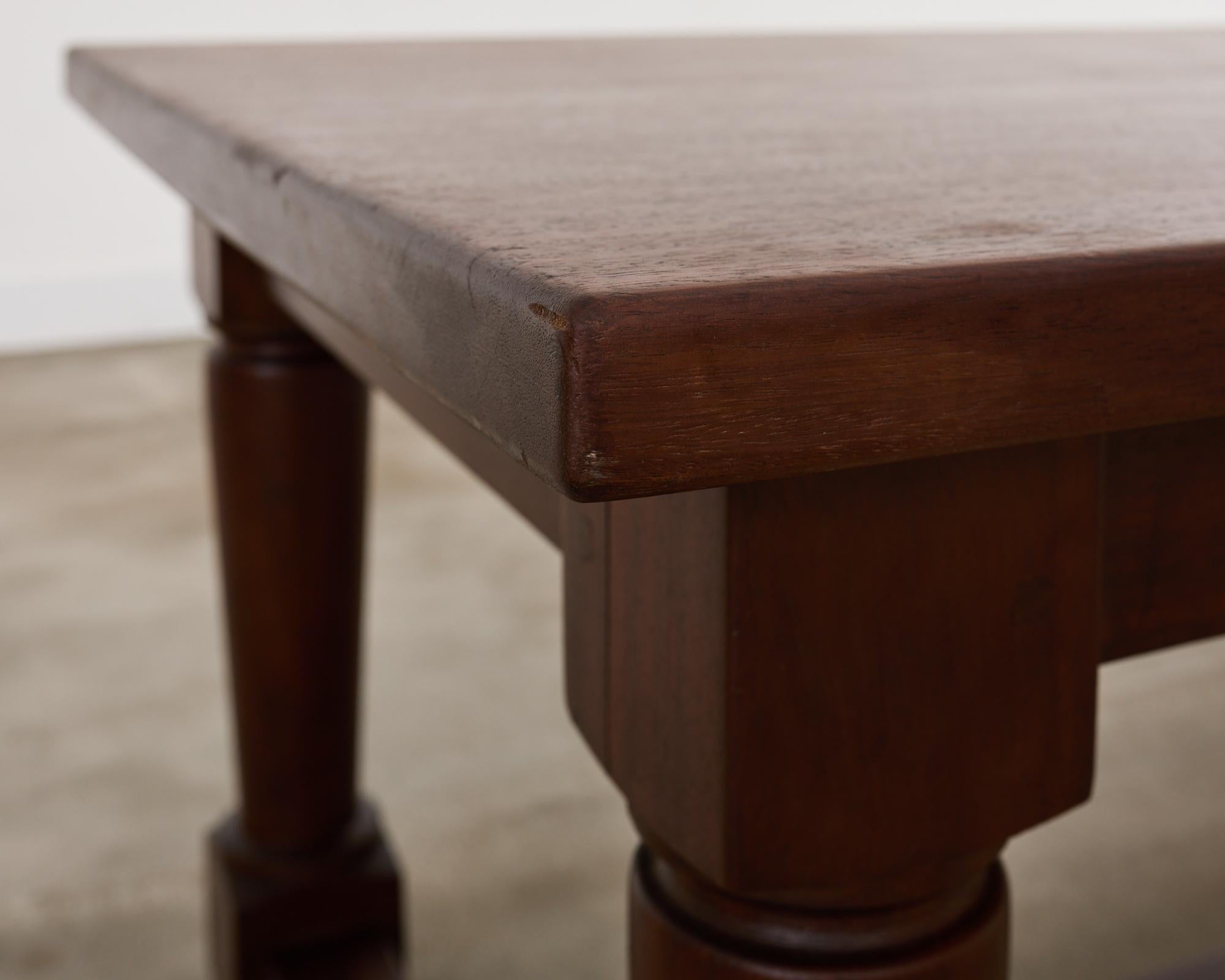 Country French Mahogany Farmhouse Trestle Harvest Dining Table For Sale 7