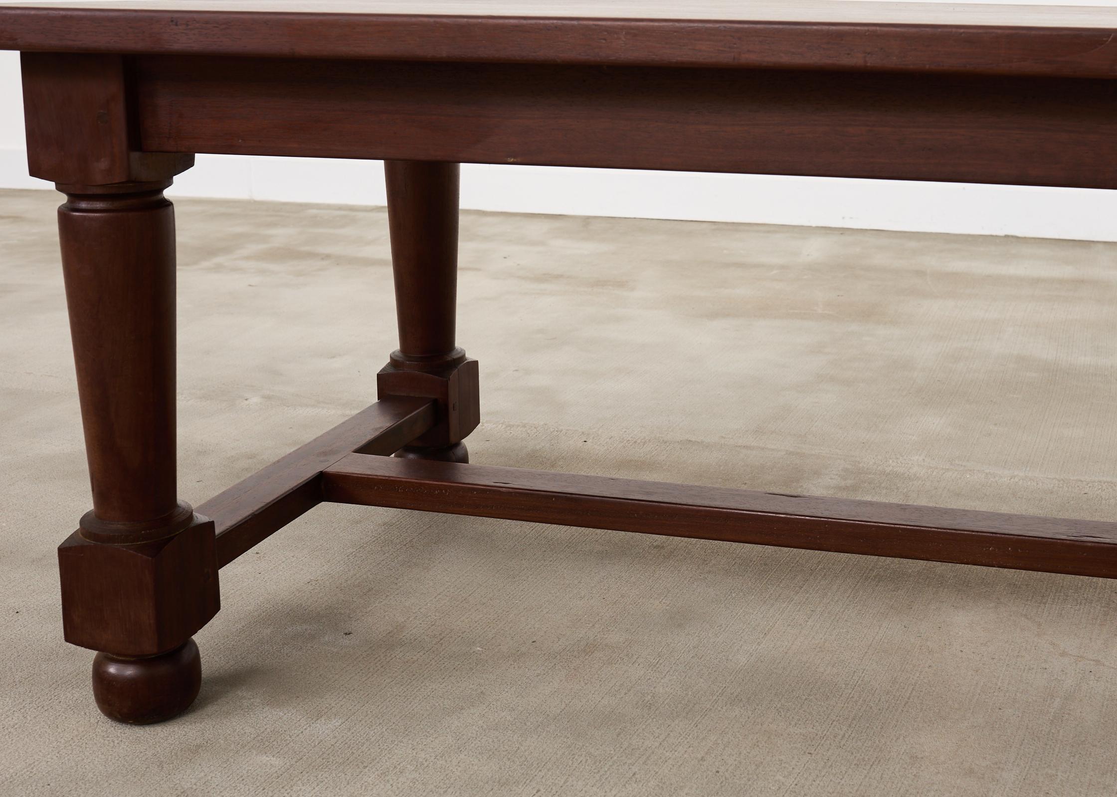 Country French Mahogany Farmhouse Trestle Harvest Dining Table For Sale 8