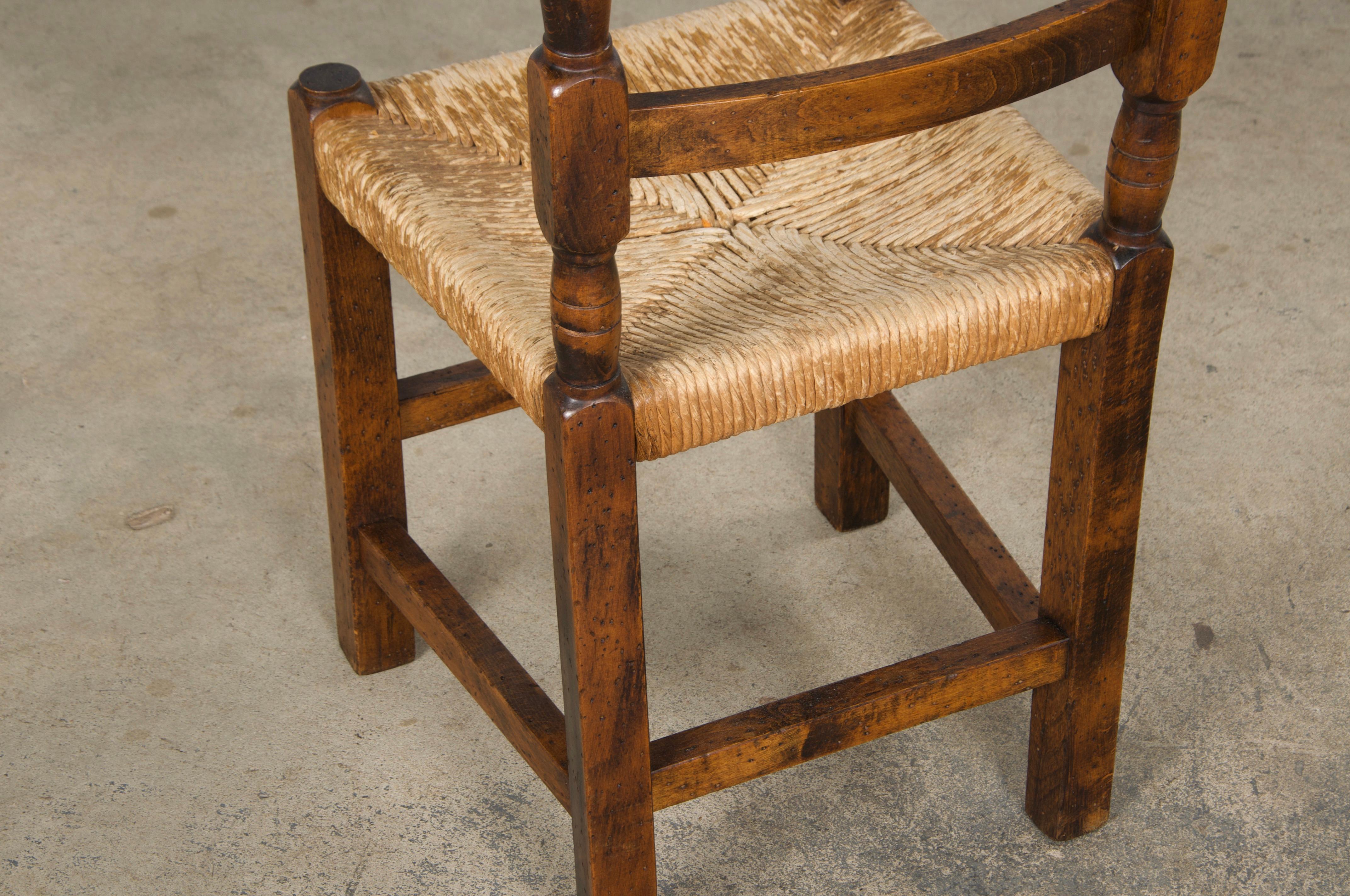 Country French Maple Ladder Back Rush Seats Farmhouse Dining Chairs - Set of 8 For Sale 10
