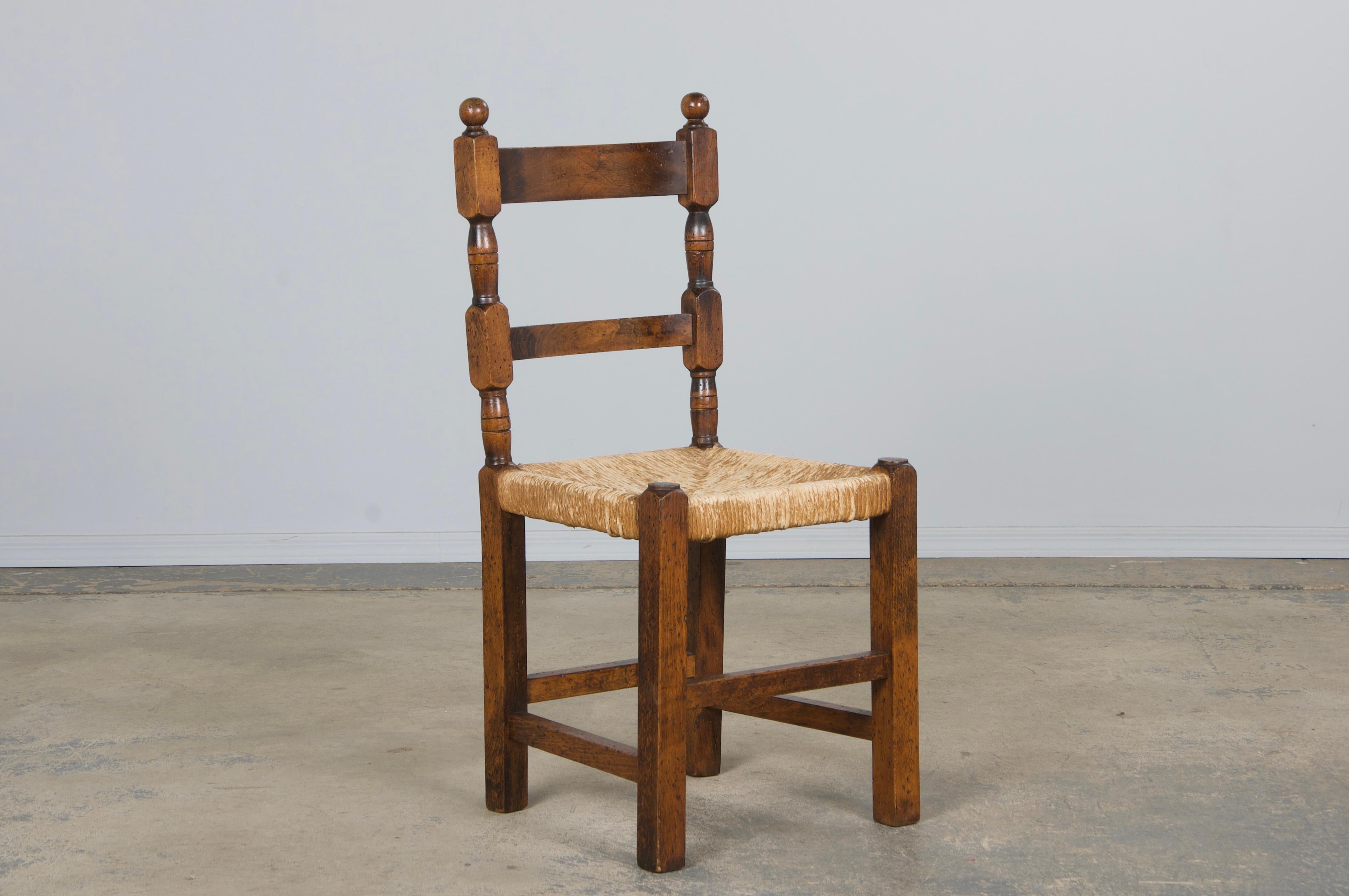 Country French Maple Ladder Back Rush Seats Farmhouse Dining Chairs - Set of 8 For Sale 1