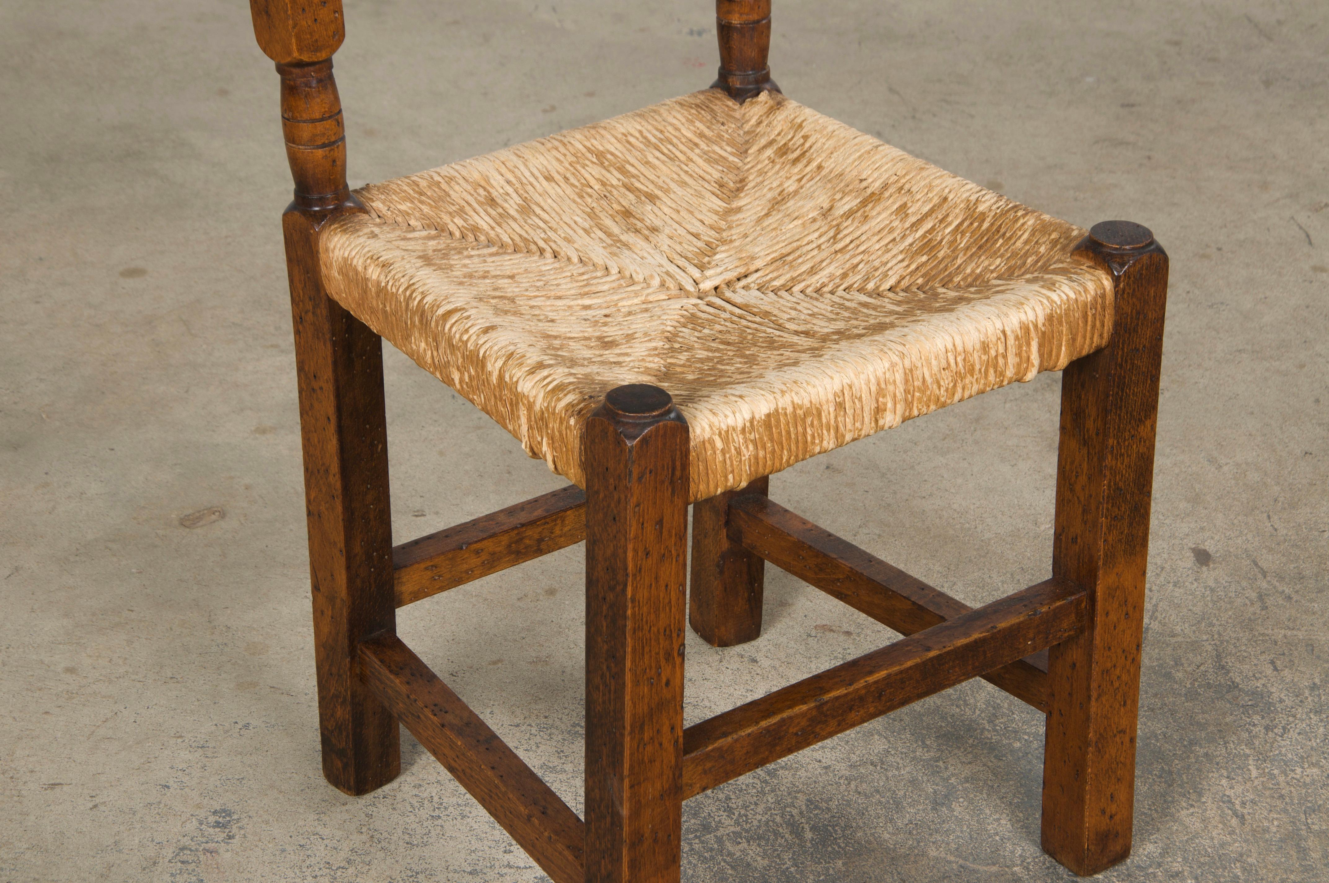 Country French Maple Ladder Back Rush Seats Farmhouse Dining Chairs - Set of 8 For Sale 3