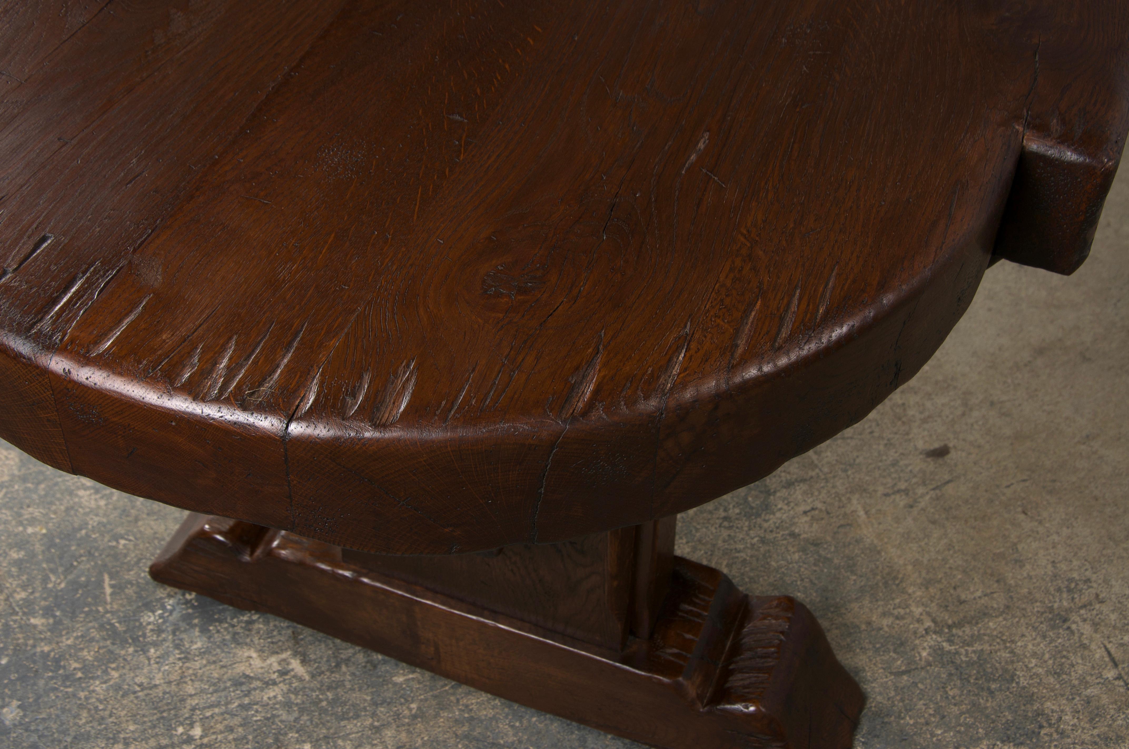 Country French Monastery Style Oak Trestle Dining Table 6