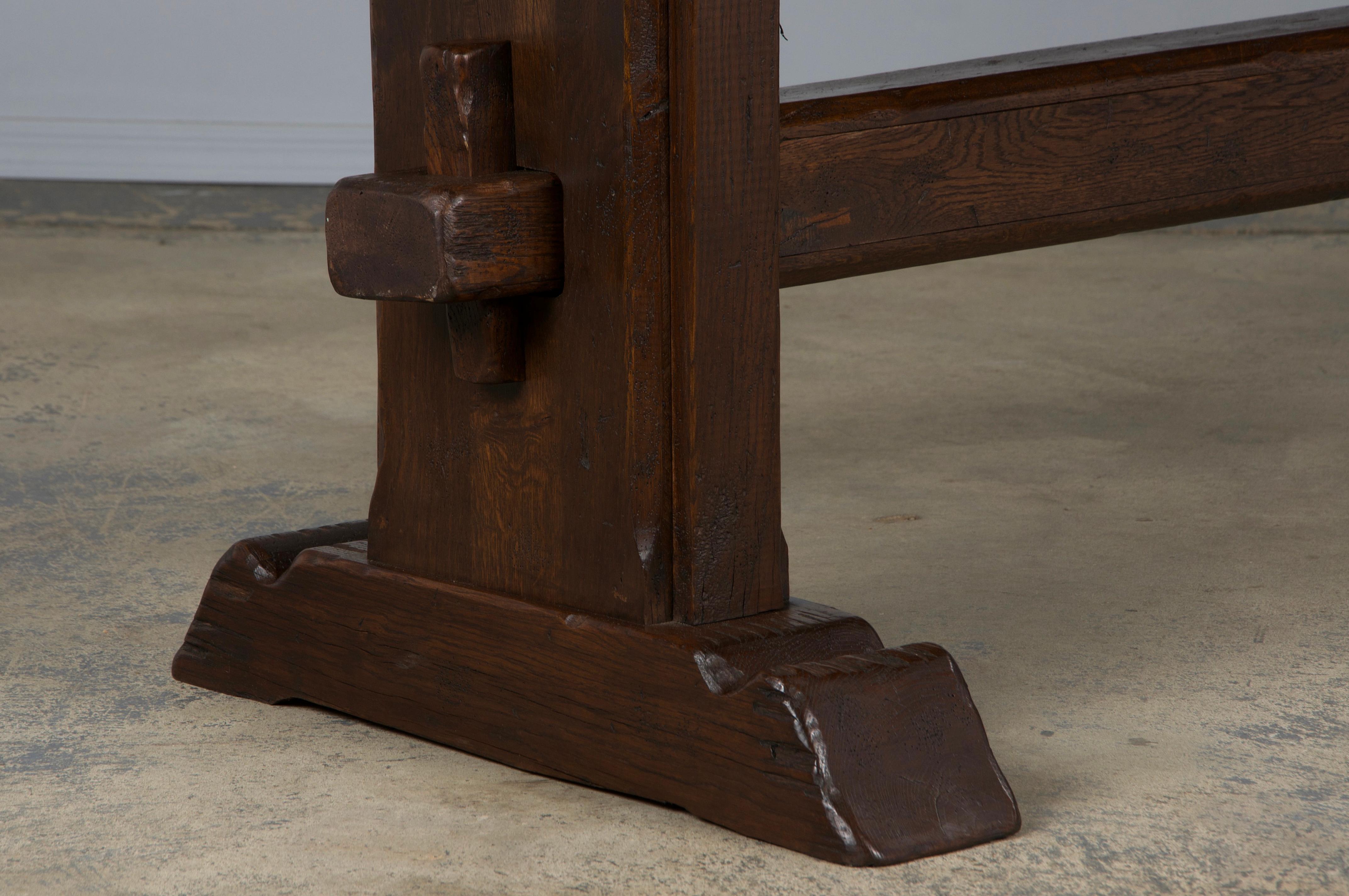 Country French Monastery Style Oak Trestle Dining Table 7