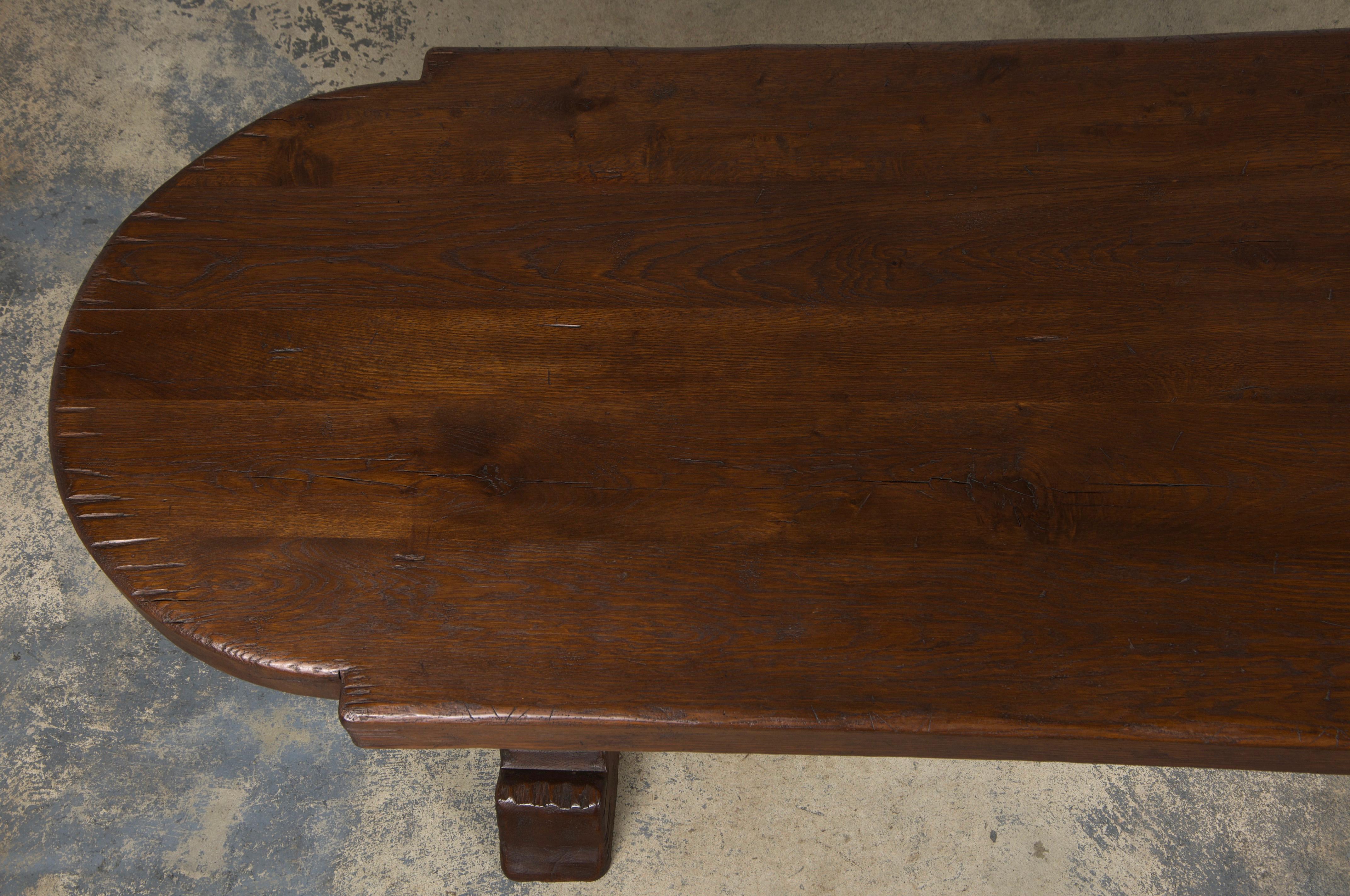 Country French Monastery Style Oak Trestle Dining Table 1