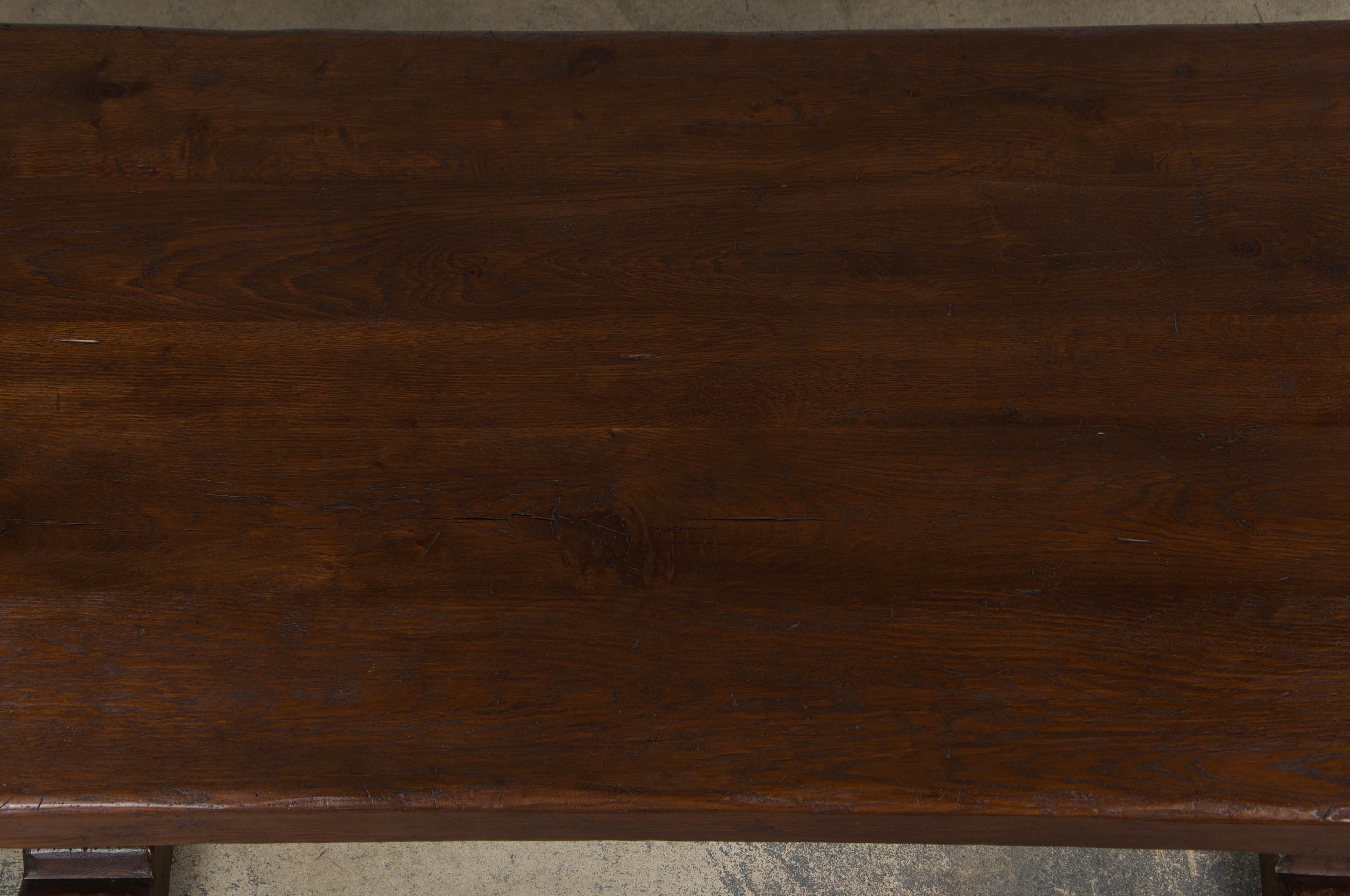 Country French Monastery Style Oak Trestle Dining Table 2
