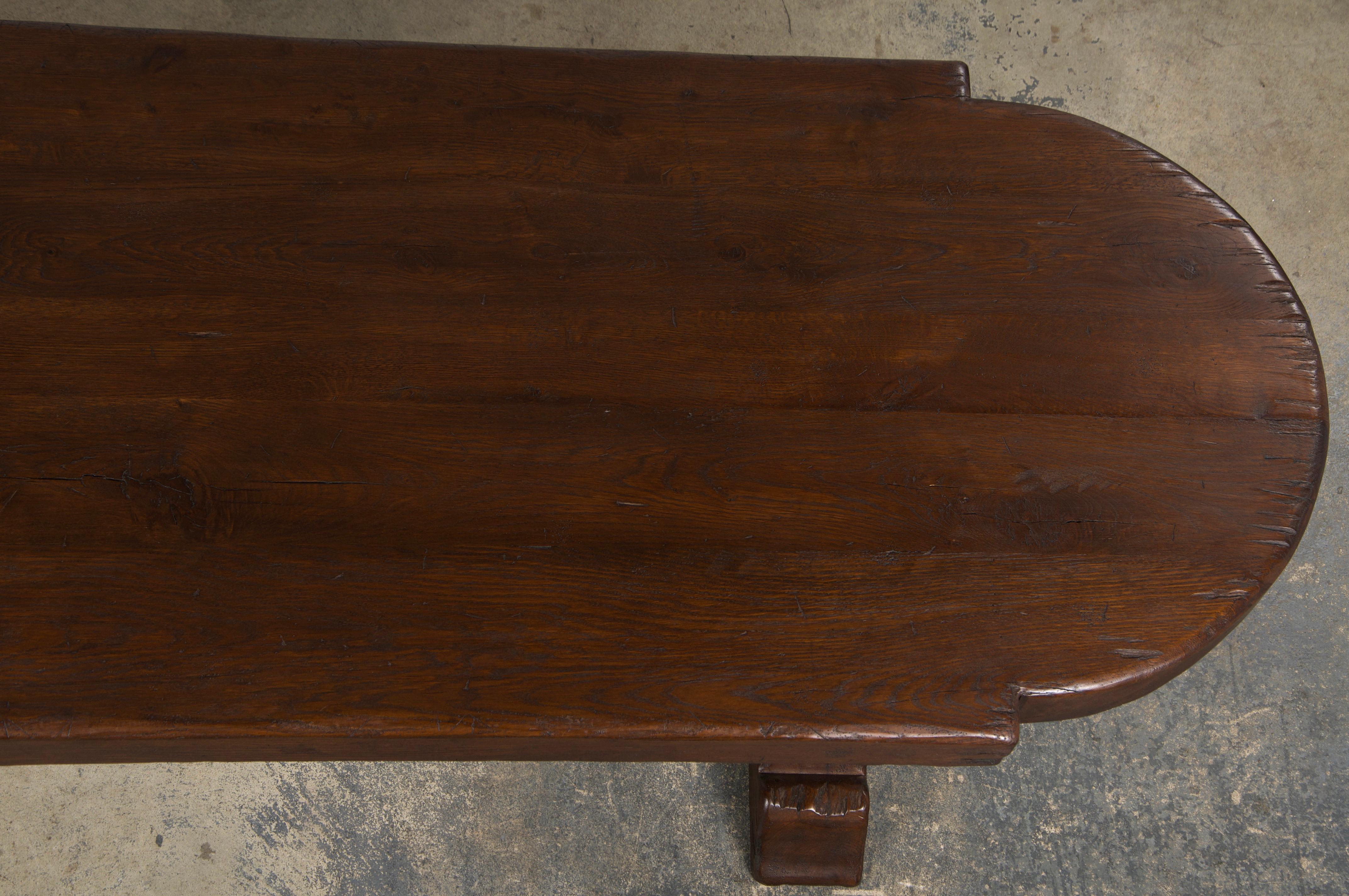 Country French Monastery Style Oak Trestle Dining Table 3