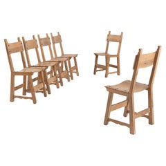 Country French Oak Dining Chairs, Set of Six