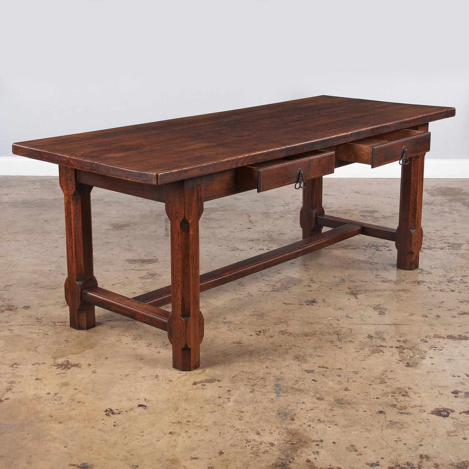 Country French Oak Farm Table or Desk, Early 1900s 4