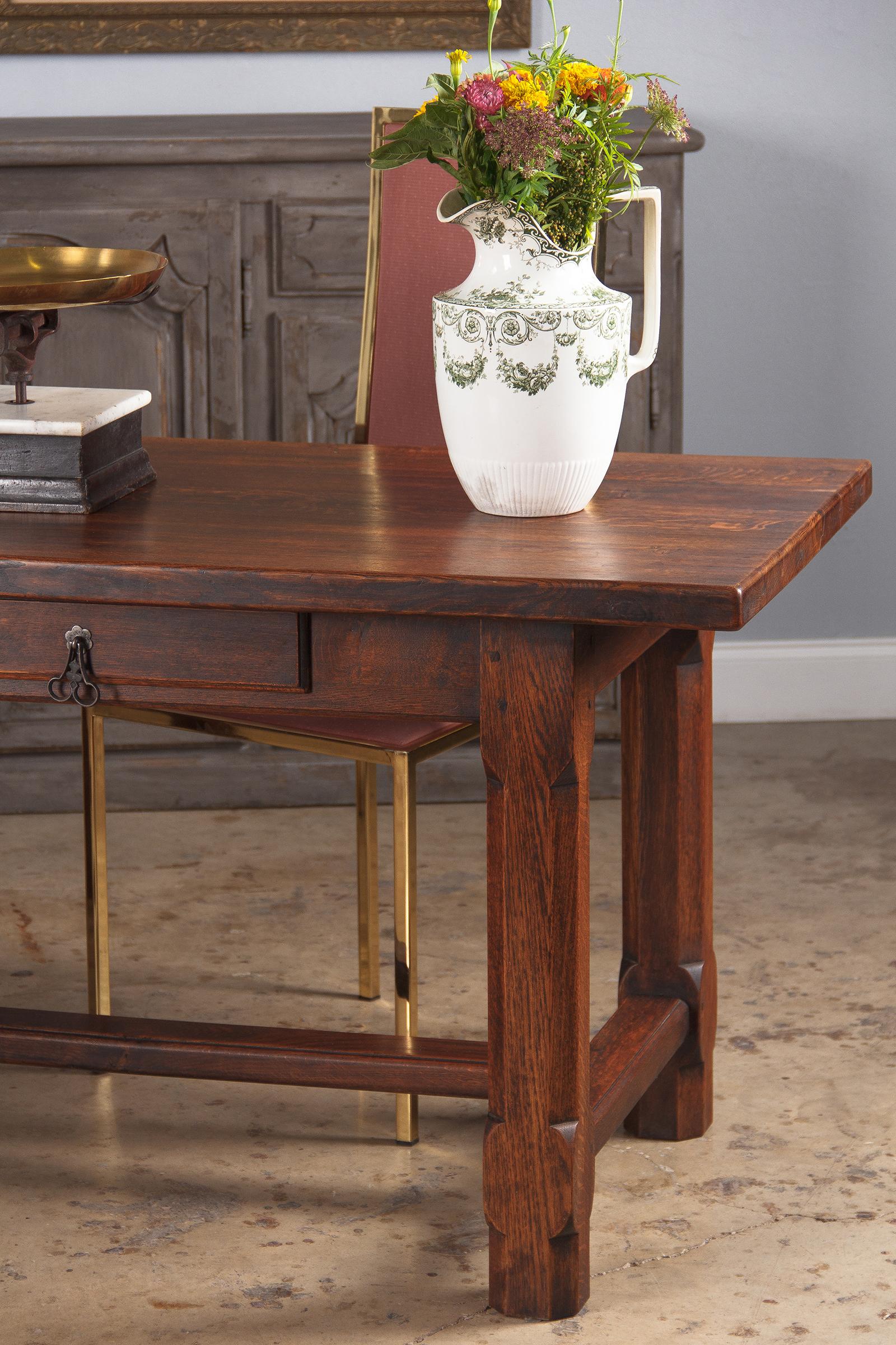 Country French Oak Farm Table or Desk, Early 1900s 9