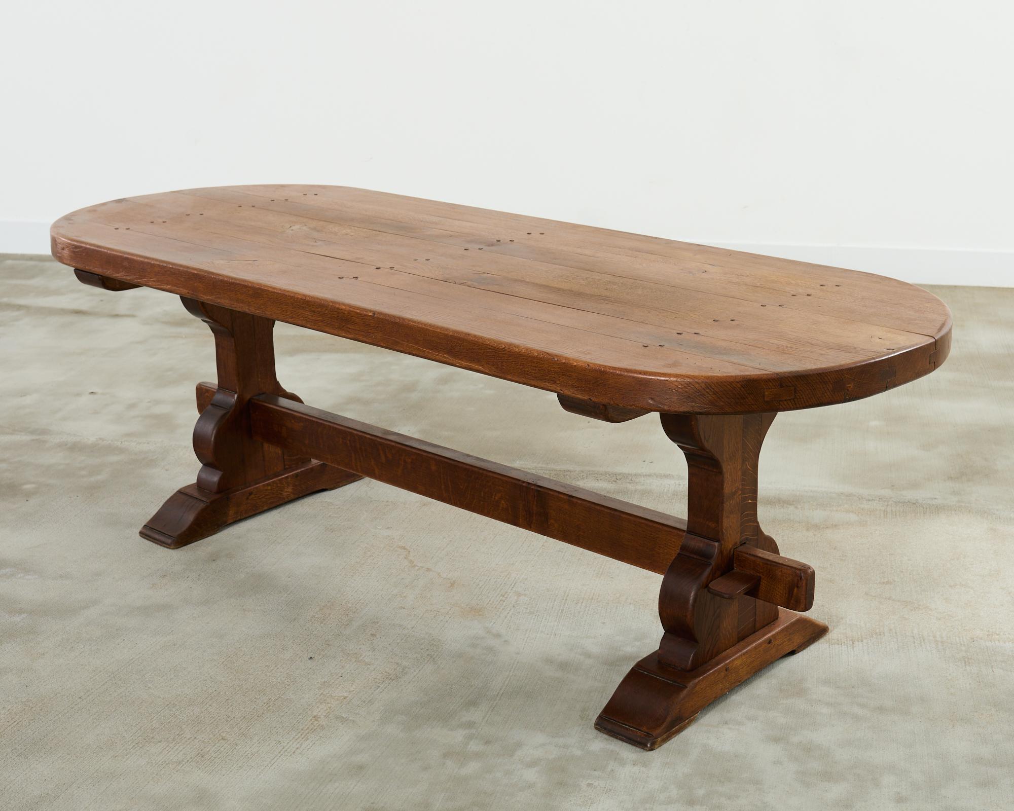 Country French Oak Farmhouse Dining Table Demilune Ends 5
