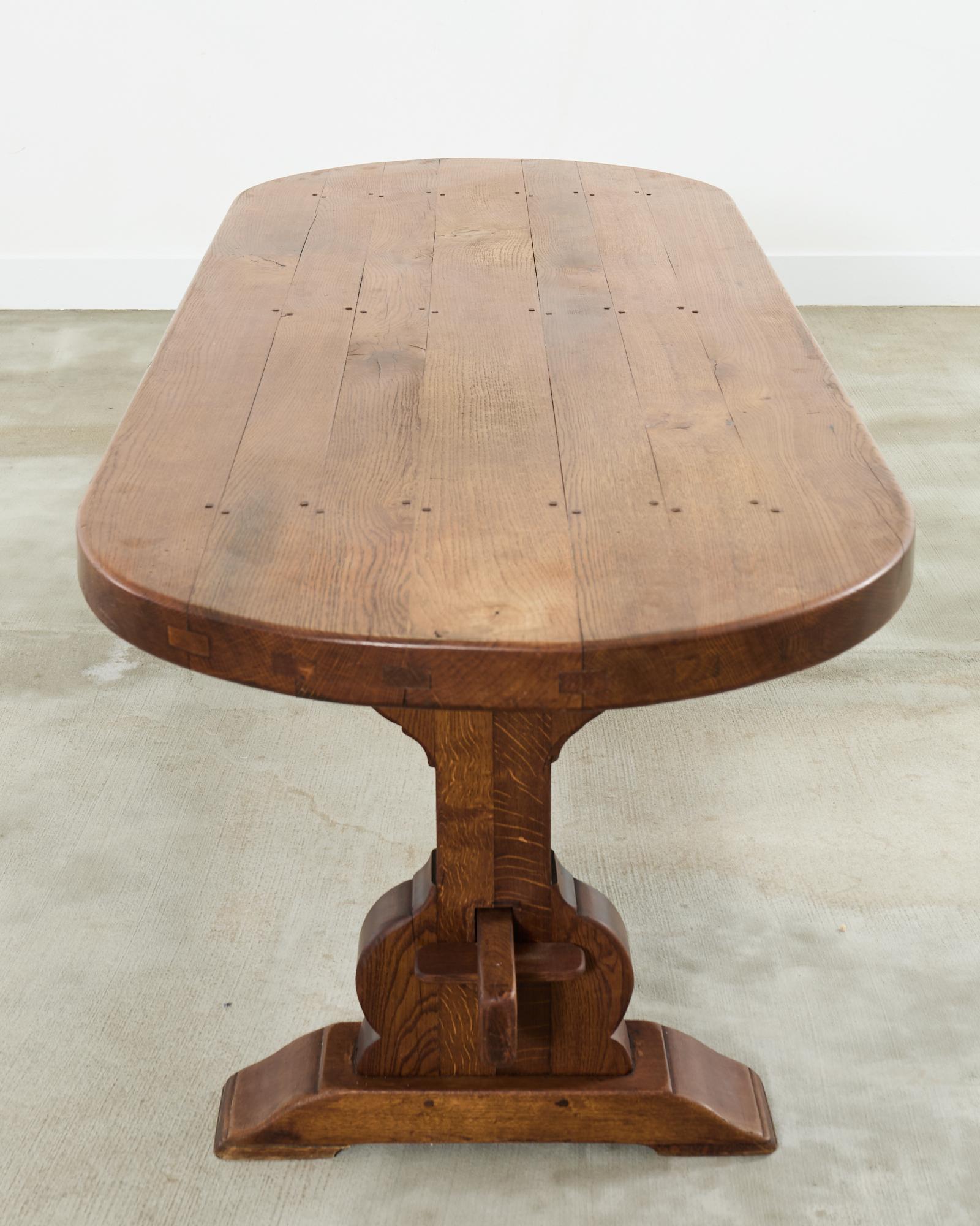 Country French Oak Farmhouse Dining Table Demilune Ends 7