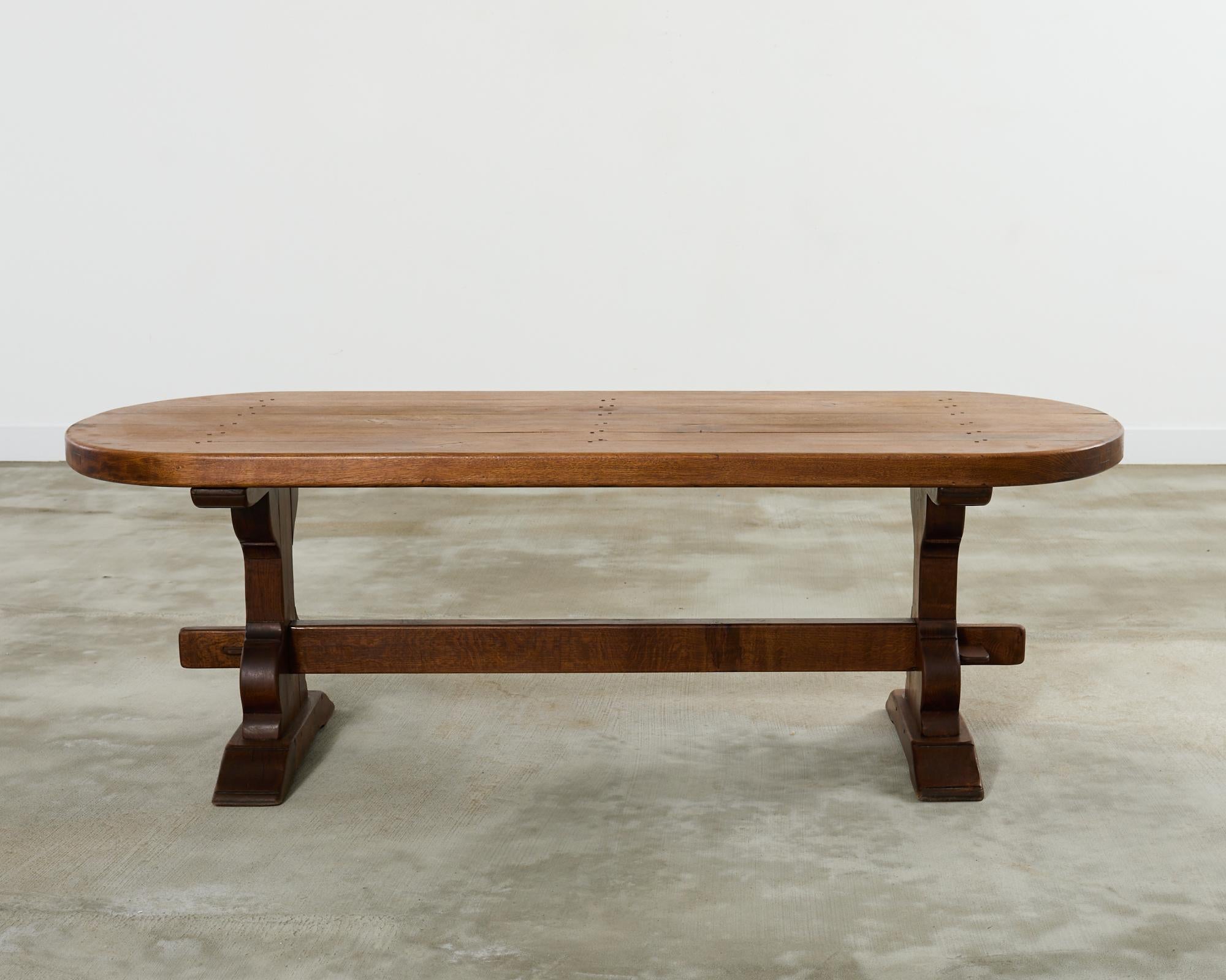 Country French Oak Farmhouse Dining Table Demilune Ends 15